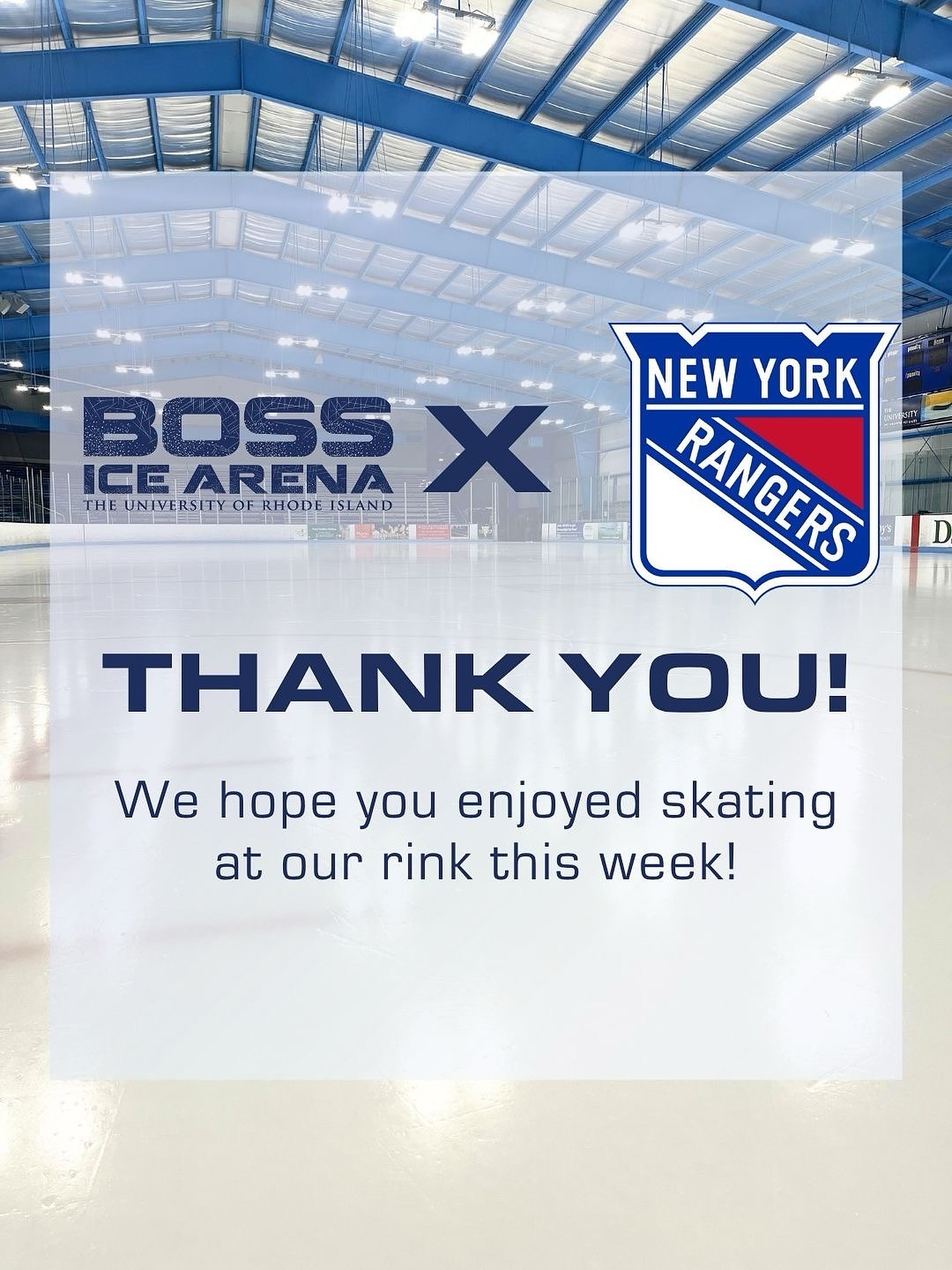 We’re honored to have been the bonding retreat destination of the New York Rangers this week. It was a blast having each of you on our ice @nyrangers !! ⛸️