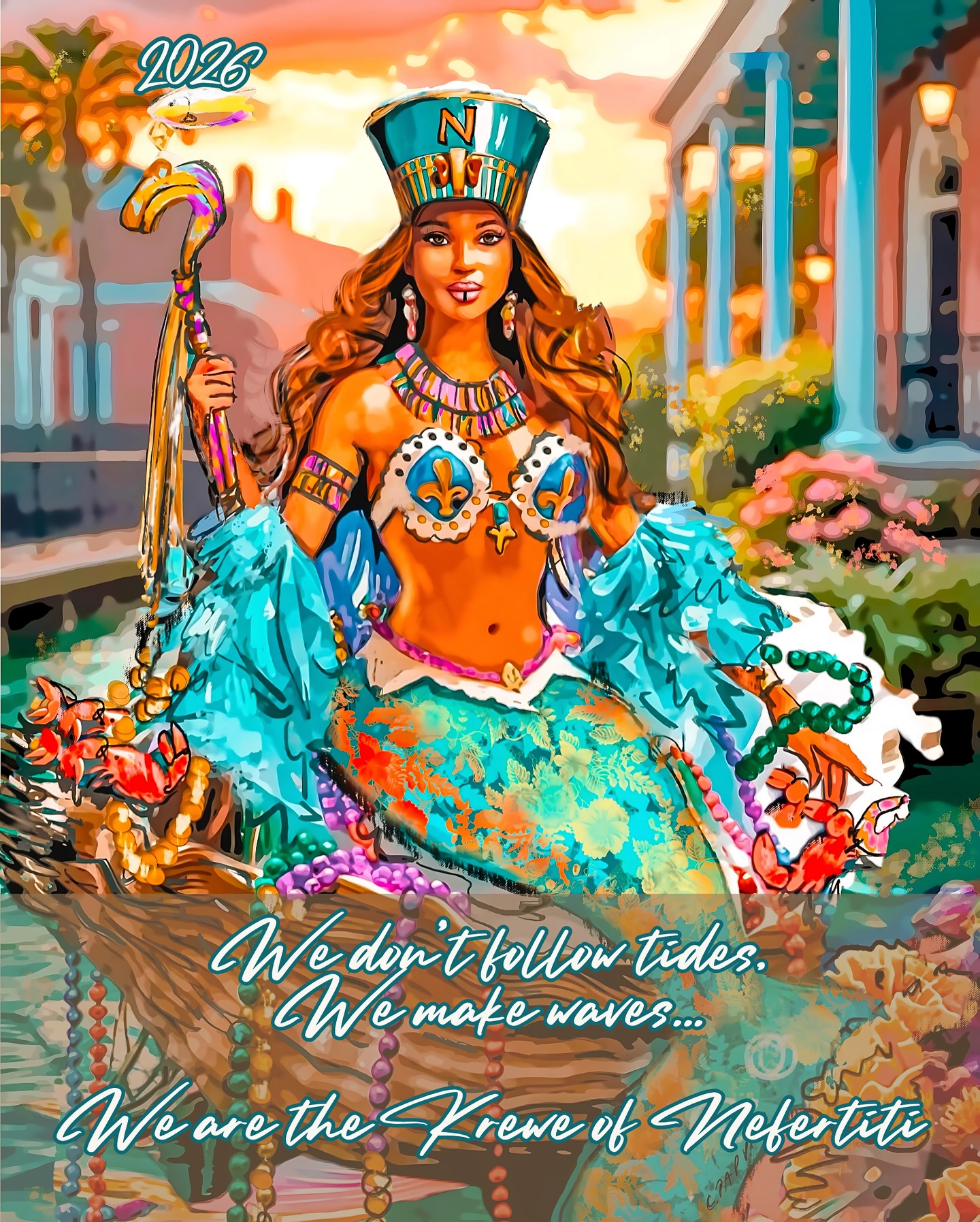 Exciting News!
I’m beyond honored to share that my artwork has been selected as the official poster art and design for the Krewe of Nefertiti! @kreweofnefertiti
I’ve had the pleasure of working with this incredible krewe since 2020, and this year’s theme — Bayou Nefertiti — is especially close to my heart. I poured everything into capturing her spirit, strength, and beauty.
But here’s the part that makes my New Orleans heart burst — my art will also be featured on an official Krewe of Nefertiti bead for 2026! 🎨💜💚💛
As a local artist, this has been a dream come true. I hope you’ll come out to enjoy this amazing family parade and maybe even catch one of my beads! I can’t wait to celebrate with everyone.
#KreweOfNefertiti #BayouNefertiti #PappionArtistry #NewOrleansArt #MardiGras2026 #PosterArt #NOLAPride