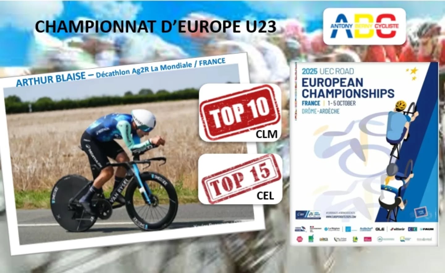 #madeinABC 🟦🟨🟥
Après son Top 10 sur le CLM, Arthur Blaise rentre dans le Top 15 avec sa 14ème place ce matin.