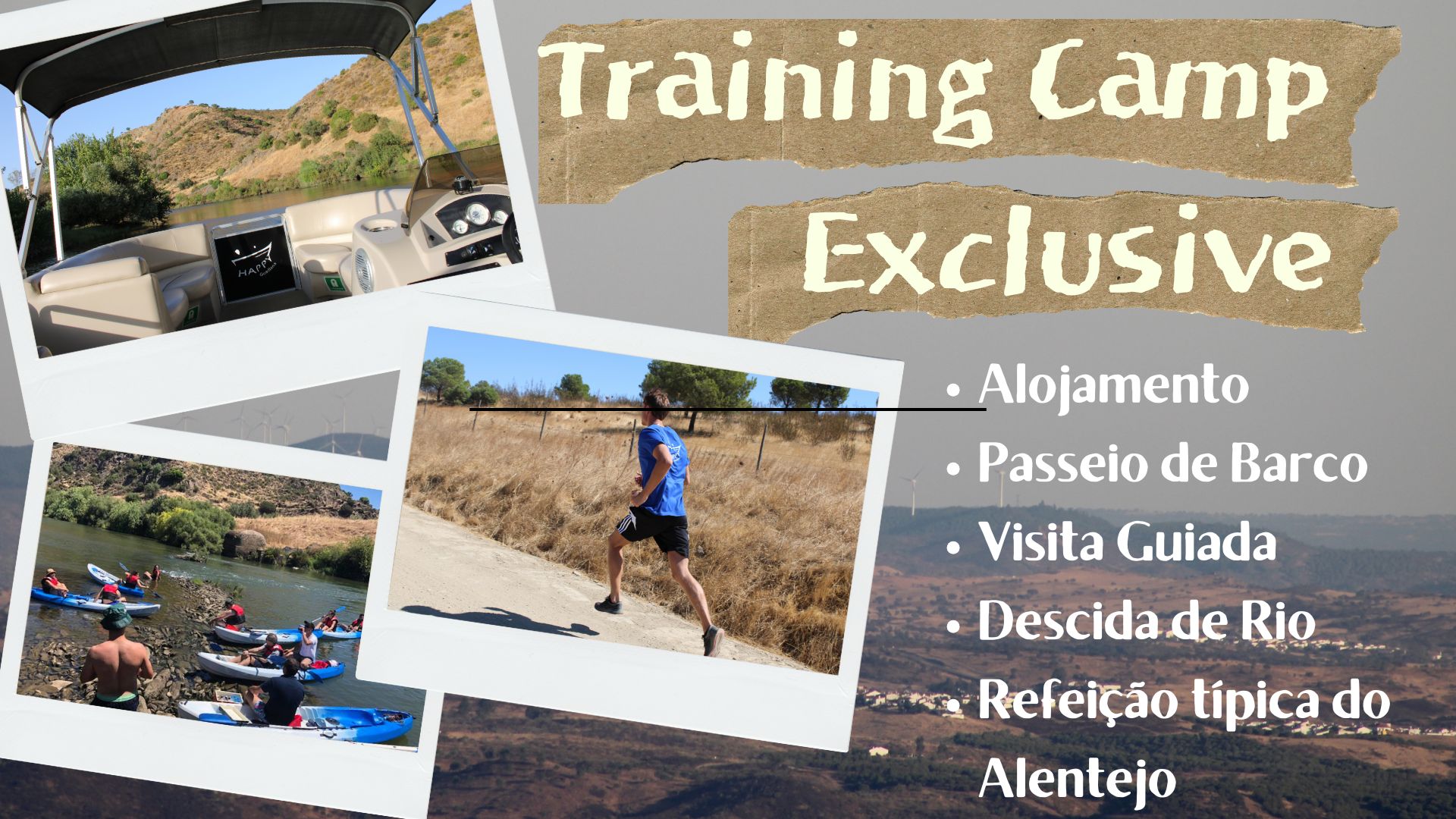 🏆 Training Camp Exclusive — o retiro de alta performance que vai elevar o seu treino ao nível “Gold Medal” 🥇
📍 Em Mértola no coração do Alentejo
🛌 Alojamento & Estrutura
✔ Casas e quartos rústicos, simples e acolhedores
✔ Tipologias variadas (quartos duplos, triplos ou dormitórios, conforme disponibilidade)
✔ Casas equipadas com cozinhas, zonas de refeição e áreas comuns
✔ Duração: 6 noites
🏛 Experiências e Atividades
✔ Visita guiada a Mértola — explore o núcleo museológico e a zona ribeirinha
✔ Passeio de barco pela zona ribeirinha + lanche a bordo com sabores locais
✔ Descida de rio em kayak — aventura segura, com corredeiras leves e paisagens naturais
🍽 Gastronomia Local
✔ Almoço típico alentejano com ingredientes frescos e sazonais
✔ Refeições que celebram a tradição e o convívio