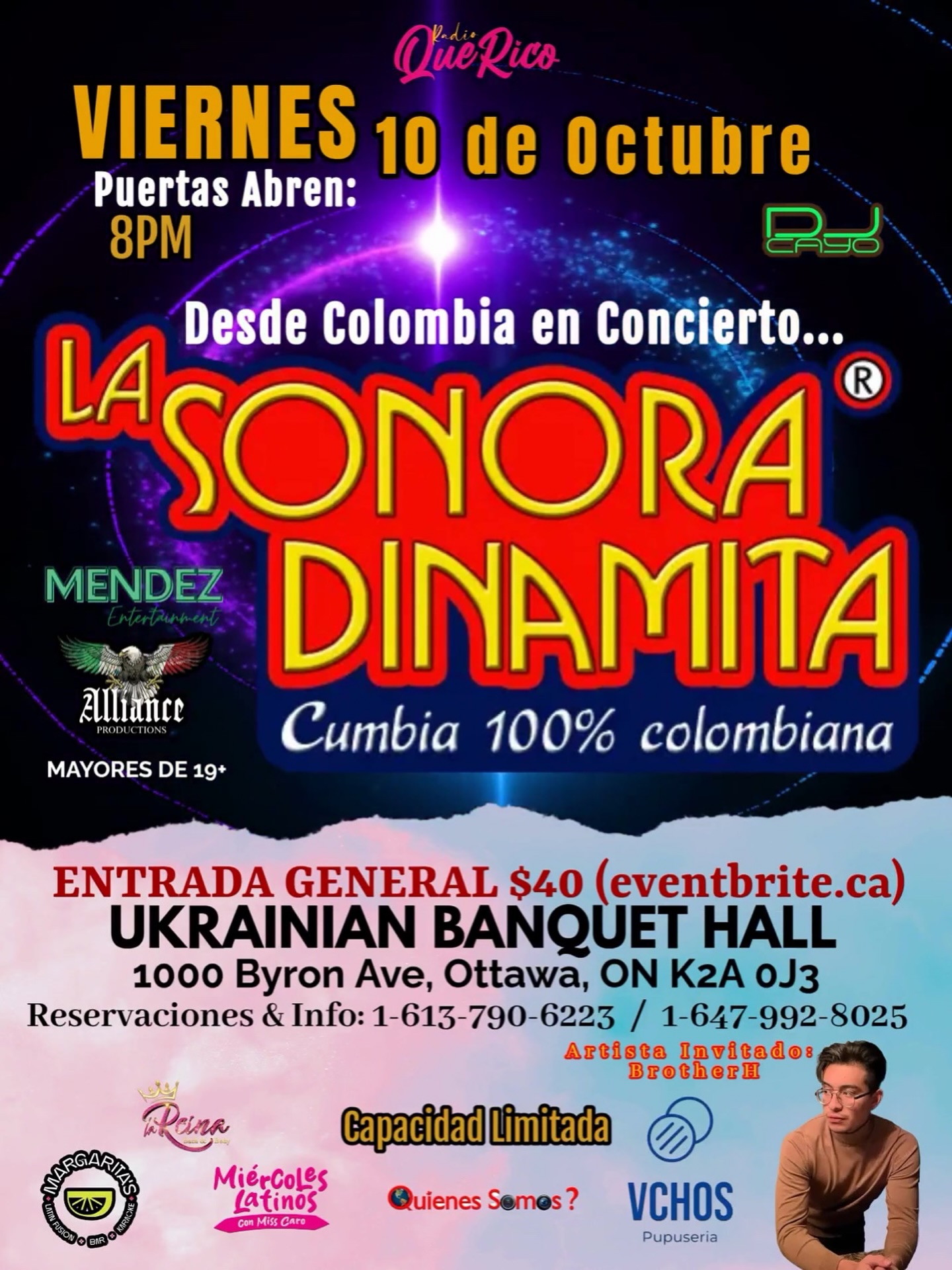 Este Viernes ya estamos con la noticia
@brotherh24 abra el concierto de La Sonora Dinamita en Ottawa & Gatineau!
Compra tu boletos este event va ser sold out no esperes!!!!
#latinos #cumbia #wepa #ottawa #colombia #cumbiacolombiana