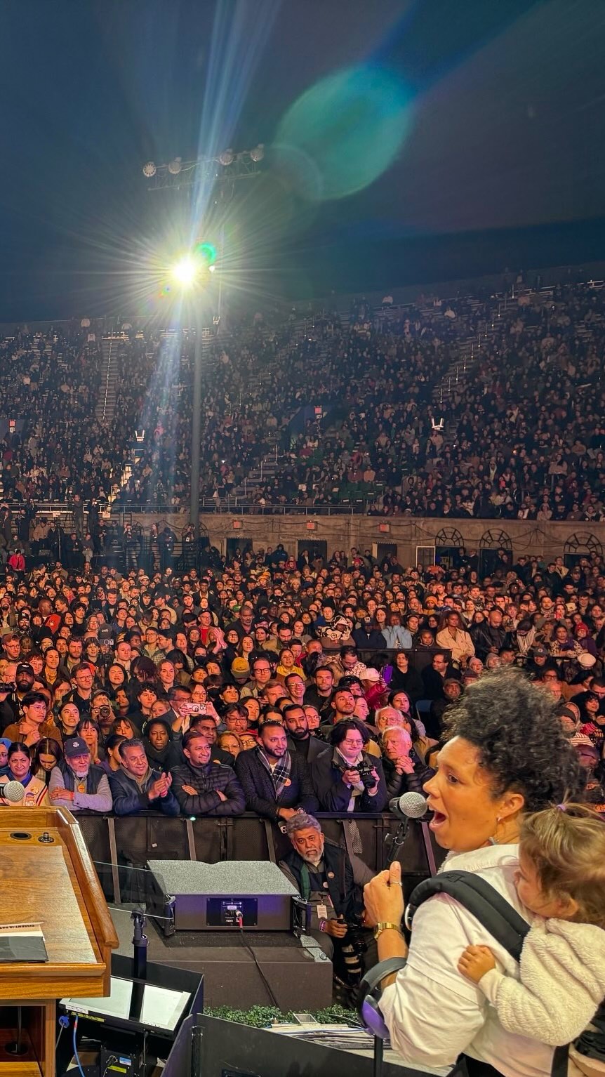 📣 Which side are you on? We’re on the people’s side!
🎶 Proud to sing this labor movement song alongside @redbaraat and 13,000 of our fellow NY’ers at the NYC Is Not For Sale rally with @berniesanders, @aoc, @bradlander, and @zohrankmamdani at Forest Hills Stadium tonight.
🗳️ NYC: Election Day is NOW, with early voting open through Sunday Nov. 2 — and next Tuesday, Nov. 4th is your last chance to cast your ballot.
“Which Side Are You On?” - written by Florence Reece during the United Mine Workers strikes in 1931, with additional verses by the Resistance Revival Chorus
CHORUS
Which side are you on?
Which side are you on?
Which side are you on, oh?
Which side are you on?
Come all of you good workers
Good news to you I’ll tell
Of how that good old union
Has come in here to dwell
Don’t scab for the bosses
Don’t listen to their lies
Us poor folk haven’t got a chance
Unless we organize!
Our planet is on fire
The billionaires to blame
They’d rather plant a flag on mars
Than face up to their shame
The tired and the poor
Those yearning to breathe free
the huddled many masses
They are you and me
These tyrants have put money where
their heart’s supposed to be
they’ll never stop the people
from fighting to be free
📹: @jeremyswest, @verse_daddy, @nogophoto, @nyicaction
Cover 📸 @kishabari
