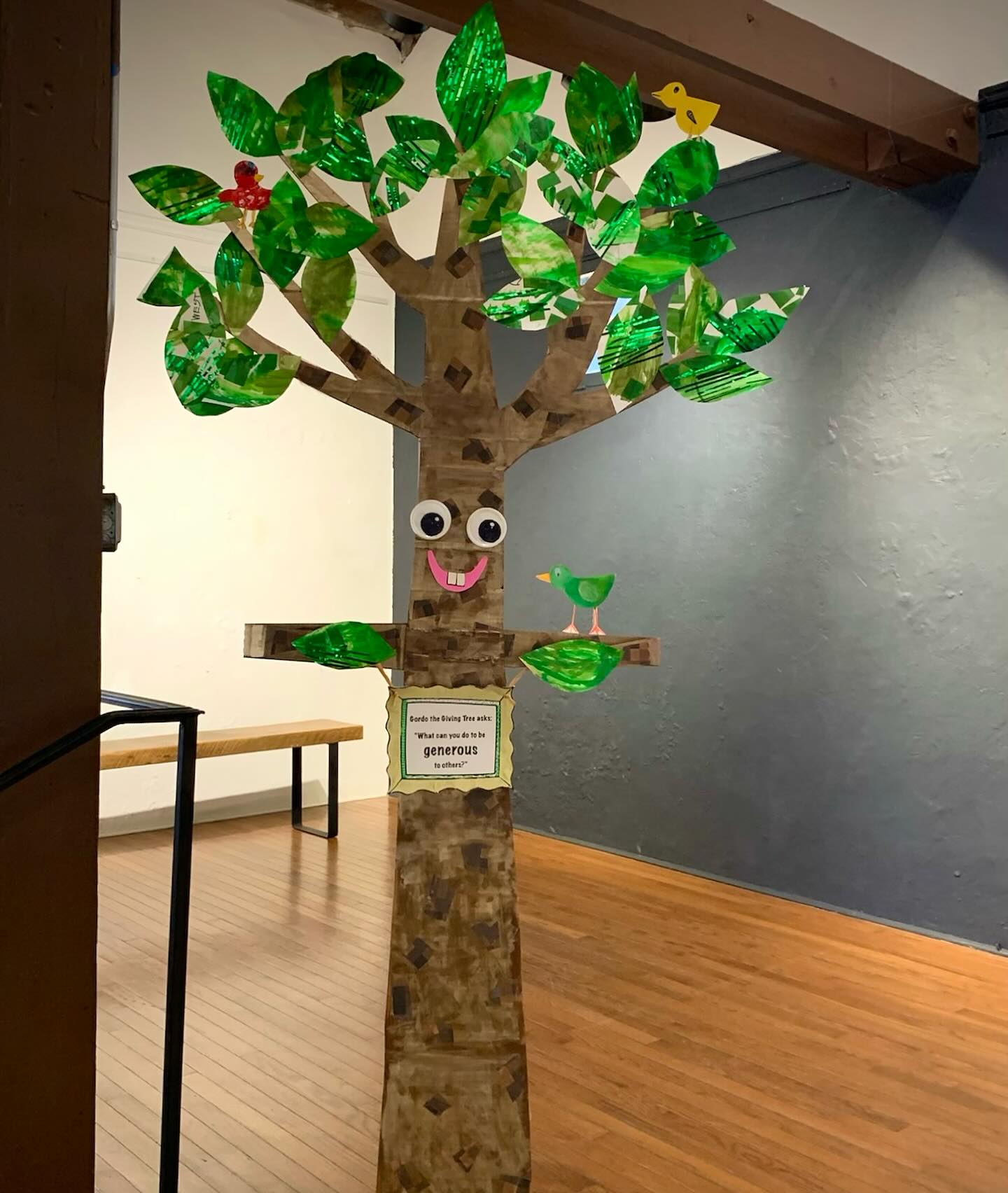 More highlights of art from our Fairfield County Student
Social Justice Art Showcase student ambassadors...students who
participated last year and are returning this year! Check back for more inspiring art!
Students- art is due 11/2 and the Opening Reception is 11/8! Pre-register today, even if art isn’t ready, to learn more and get important updates!!
Link is in bio.
All are welcome to attend the Opening Reception on 11/8 from 1-3pm.
There is no cost to participate or attend.
Brooke and Max
West Elementary School, New Canaan
Gordo the Giving Tree
Acrylic paint, cardboard and recycled Minecraft party decorations
Gordo is inspired by the 1964 book ‘The Giving Tree’ by Shel Silverstein. While there are many themes in the book, we have based our piece on the prevailing theme of giving—or generosity. By asking viewers how they too can be generous to others, our artwork aims to provoke thought around how giving and doing for others is part of social justice.