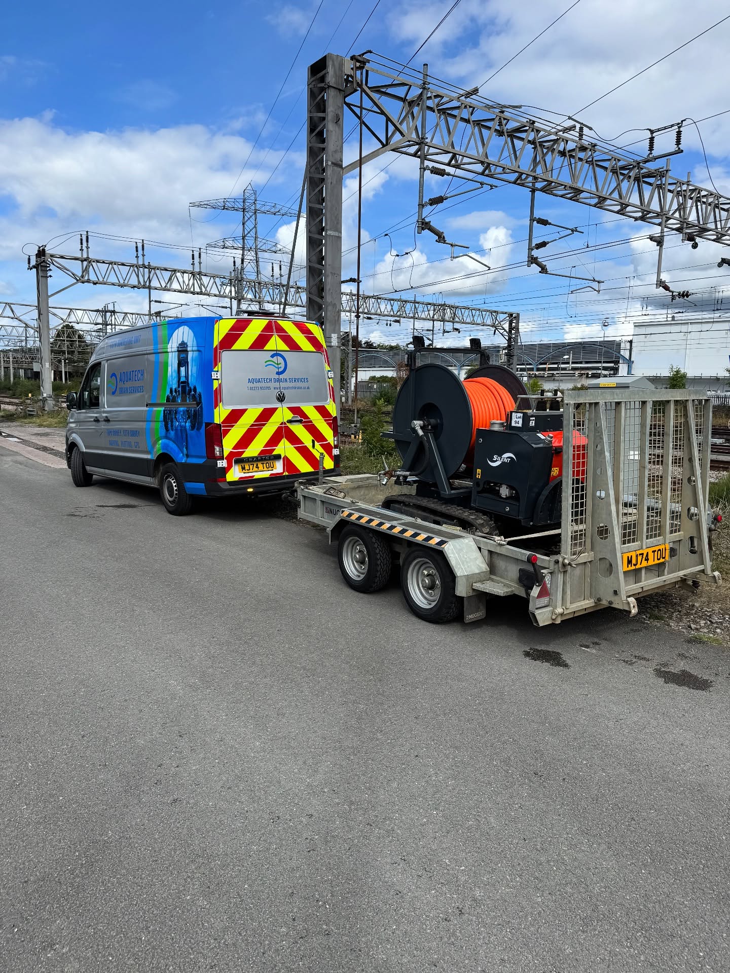 Our surveying team working on a Network Rail site to confirm connectivity and trace the outfall on a large diameter culvert.
Our new remote jetting reel being utilised.