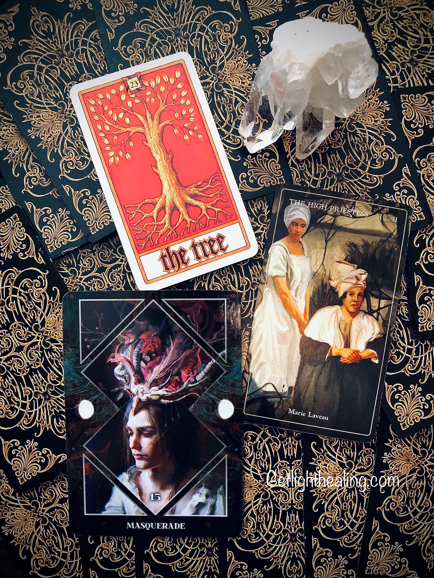 Guidance for October 19, 2025:
“Strengthening Inner Roots”
Your roots run deep—through ancestry, family traditions, and the community where you’ve chosen to plant yourself. The Tree speaks to your source of strength and growth, the foundational stability that has allowed you to extend branches of support to others. You’ve become the reliable one, the steady presence that others lean on. But like any tree, your strength comes from a delicate balance between deep roots and outreaching branches. Under the waning gibbous moon of the Masquerade card, this is a good time to adjust & improve what lies hidden in your busy mind. An inner mental landscape portraying a story of self-doubt and fraudulence that betrays the calm countenance you show the world. The mask you wear is born from spreading yourself too thin, trying to be everything to everyone while feeling caught between guilt and being true to yourself. Have you been putting off your own pleasure or vision out of loyalty to “the tree”—the family expectations, community obligations, and ancestral patterns that demand you remain the stable or capable one? This overextension threatens your mental stability. Whose voice is broadcasting that guilt? Where did this habit of self-doubt originate? The High Priestess, which governs your inner world of unconscious yearnings & moods, calls for stillness & reflection—to strengthen your own roots before extending more branches. This is not the time for action or explanation—it’s time to say nothing as you tend to your own needs. You’re standing in a liminal space, trying to balance your own stability with the impulse to extend branches of help to others. Listen to your inner knowing about when you’re doing too much and when to rest. Do much less, listen more—especially to what your inner life is trying to tell you. The tree that tends to its roots first will have the strongest branches to offer others when the season is right.
Theme: The Tree
Shadow: Masquerade
Advice: The High Priestess