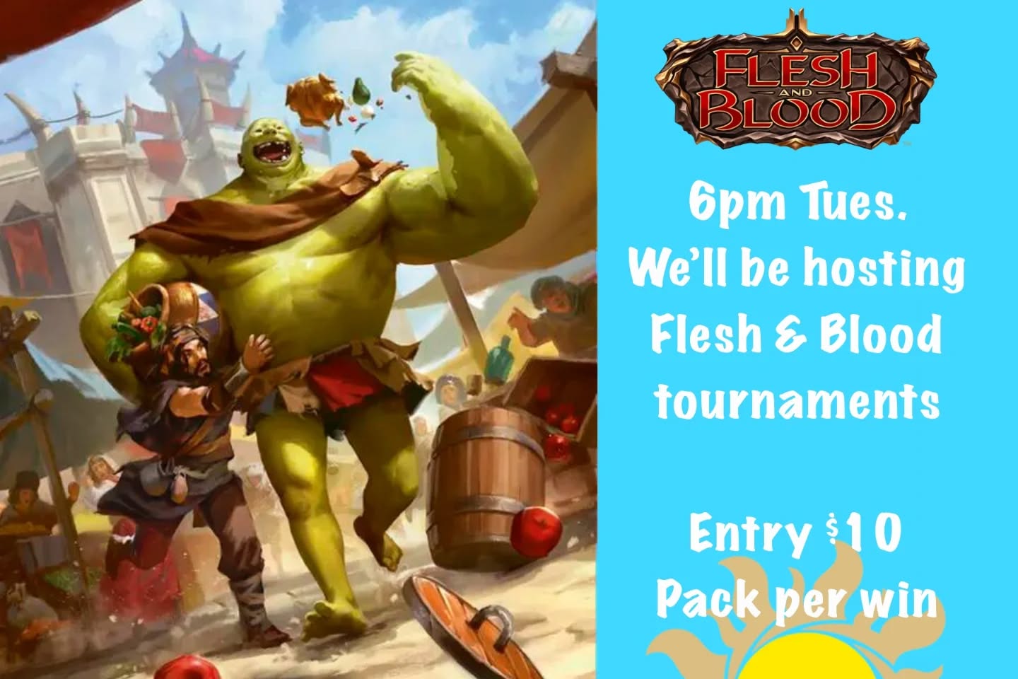 🗡️ Flesh and Blood Tuesdays! 🗡️
Join us every Tuesday at 6PM for epic Flesh and Blood battles!
💥 $10 entry
💥 1 pack per win
Bring your best deck and fight for glory — and packs!
#FABTCG #FleshandBlood #TCG #LocalGameStore #CardGames #ArmoryEvent #TuesdaysAreForFAB