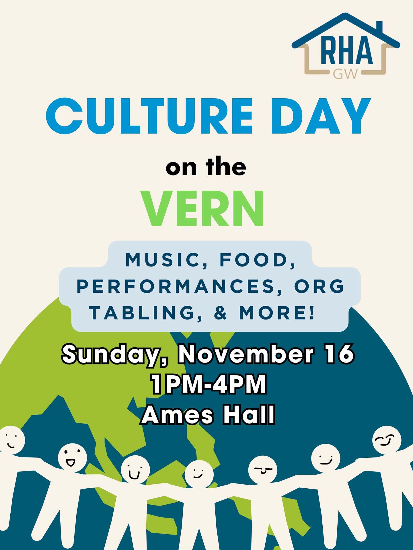RHA presents our Community Outreach’s Culture Day on the Vern!!
RHA will be tabling with clubs like @gw_azesa , @frenchclubgwu , @gwcsi , and @csa.gwu in Ames Hall from 1-4 PM on Sunday, November 16th!!
Show up and show out to represent, learn, and celebrate cultures from all around the world that we find here at GW. Help us make every hall a home :)
Can’t wait to see you there :D
#gwu #cultureday #gwmountvernon #rha #tabling