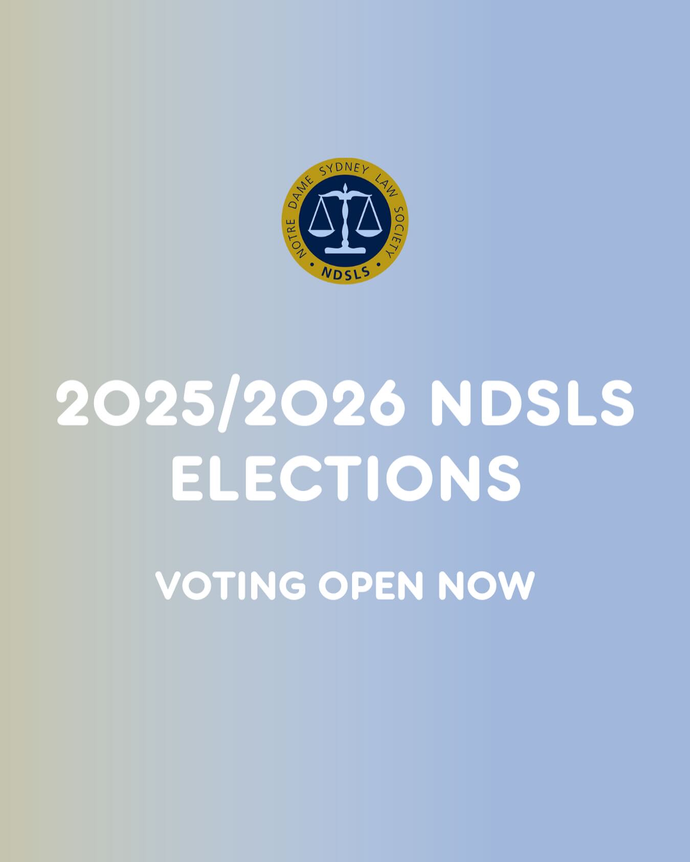 📣 NDSLS ELECTIONS ARE NOW OPEN! 🗳️
It’s time to have your say in shaping the future of the Notre Dame Sydney Law Society! 🌟
If you’re a law student, please be sure to cast your vote and support the candidates you believe will best represent our law community. 🏛️
🗓️ Voting closes THIS THURSDAY at 12PM so don’t miss out on your chance to make your voice heard.
🔗 Vote using the link in our linktree or here: https://forms.gle/YBtKTK3Yu6J2agYc8