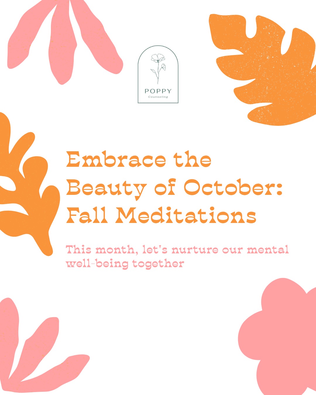 Even though it’s not quite cool in Texas yet, October still invites us to slow down and breathe a little deeper. 🍁 Therapy can be that same kind of grounding space, a moment to breathe and reconnect with yourself, no matter what’s happening around you.
#PoppyCounseling #FallReflections #DallasTherapist #EmotionalWellness