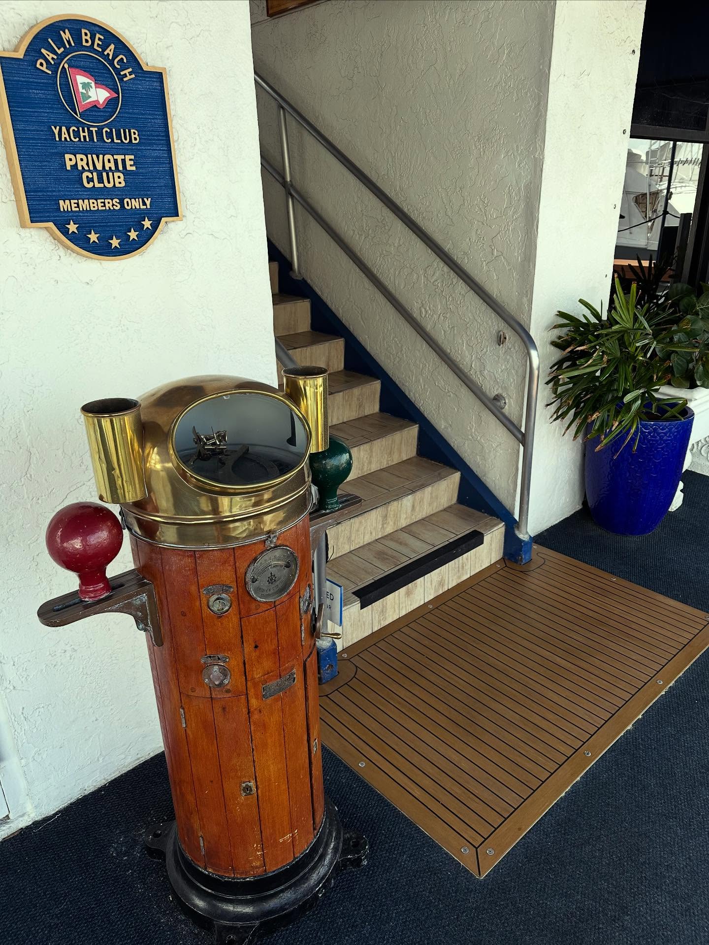 Synthetic teak decking accents with varnish for our friends at the Palm Beach Yacht Club. #yachtdecking #architecturalaccents #yachtlife #yachtstyle #yachtlifestyle #ebersoldboatworks #syntheticteakdecking #syntheticteak