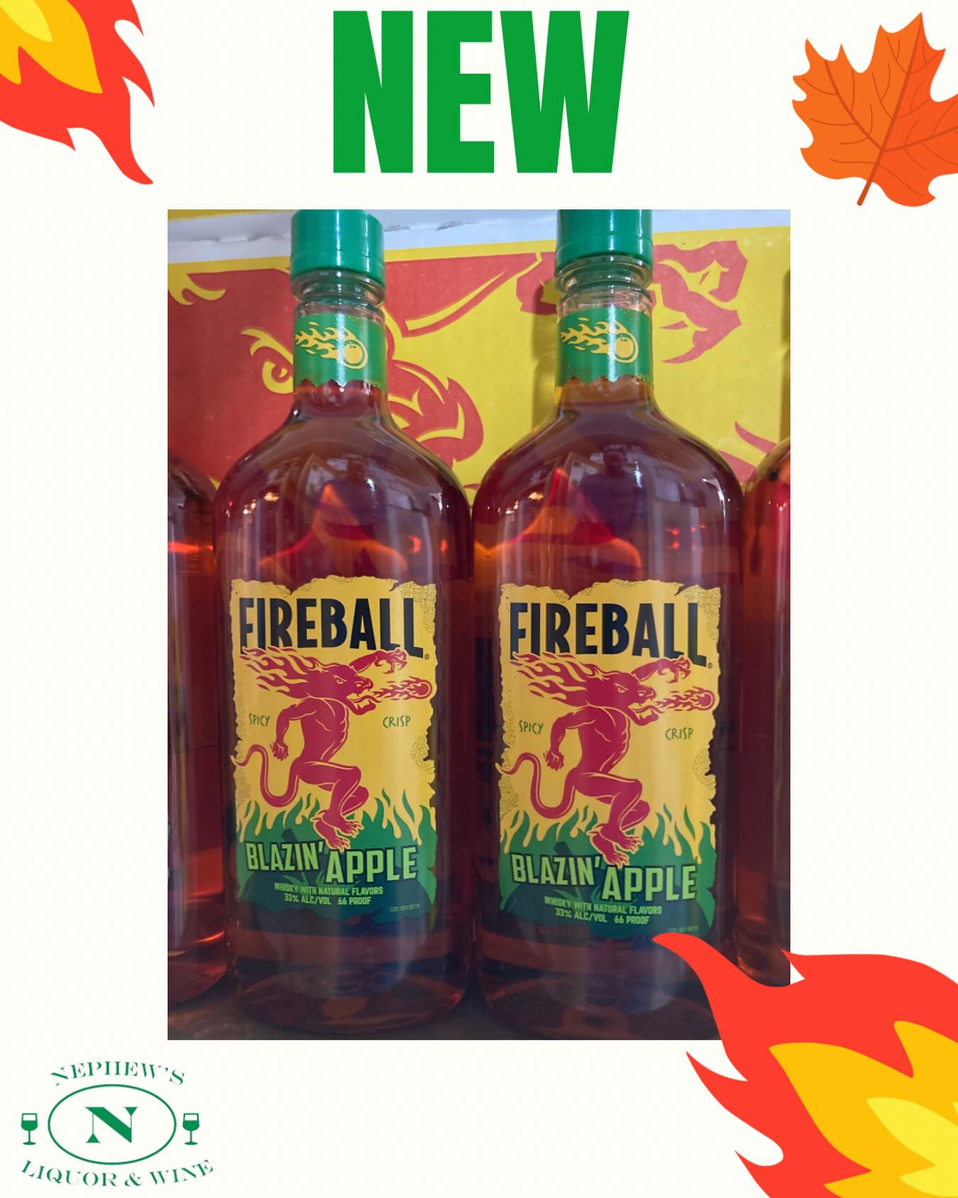 🔥 🍏 New Fireball Blazin’ Apple! 🔥 🍏
Notes of green apple, cinnamon spice, vanilla and a hint of honey.
Will you be trying this new Fireball?
#fireball #adirondack#lakechamplain#uostateny#chanplainny#rousespointny#vermont#canada#liquorandwine#liquoratore#montreal#quebec#ontario#bordertown @fireballwhisky