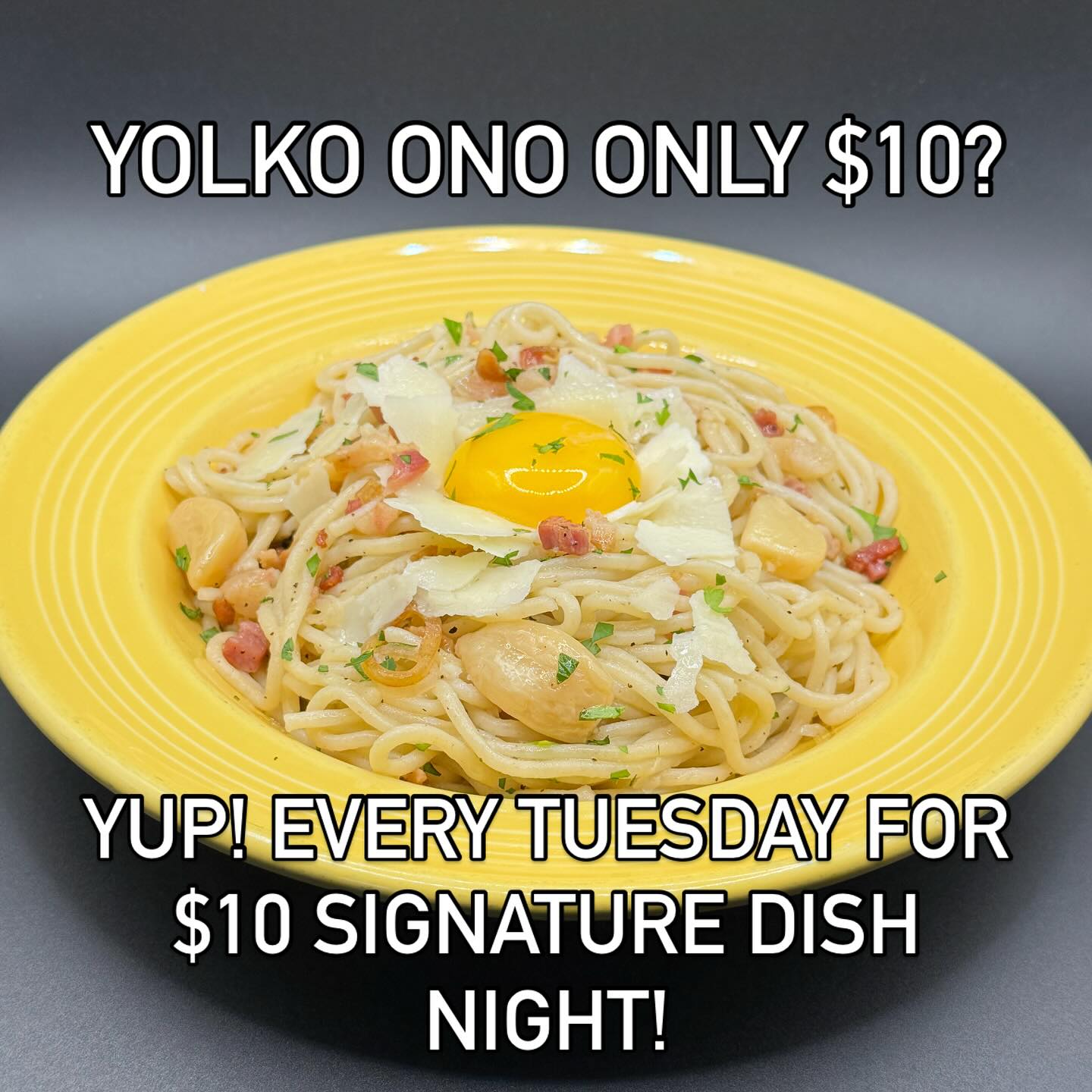 EVERY SIGNATURE DISH, EVERY TUESDAY, ONLY $10!
Plus free arcade games! Can you even afford not to eat here? #notinthiseconomy #familynight #freshpasta