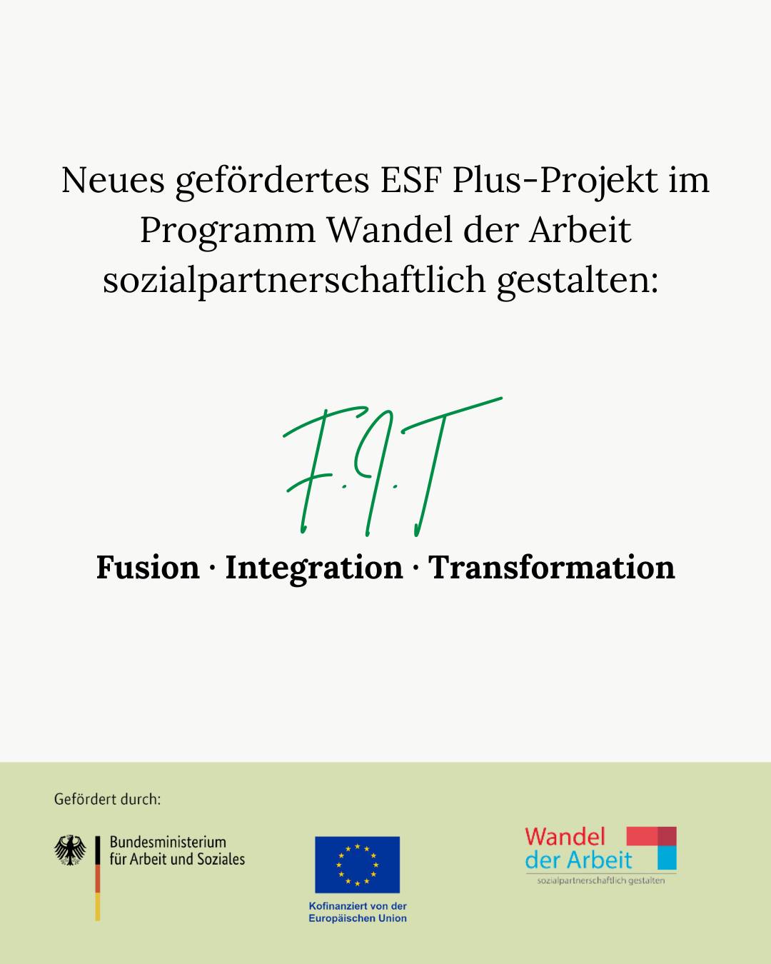 Neues gefördertes ESF Plus-Projekt im Programm Wandel der Arbeit sozialpartnerschaftlich gestalten:
F.I.T. – Fusion · Integration · Transformation
Unter dem Motto „Gemeinsam stark: Mensch – Krankenhaus – Zukunft“ startet das Modellvorhaben F.I.T. mit unseren Projektpartnern Hessenklinik Stadtkrankenhaus Korbach gGmbH und Kreiskrankenhaus Frankenberg gGmbH.
Ziel des Projekts ist es, im Rahmen der Fusion nachhaltige Personal- und Organisationsstrukturen aufzubauen. Dazu gehören bspw.:
eine resiliente Organisationsstruktur, die Veränderungen flexibel aufnimmt,
die Stärkung des Wissenstransfers,
sowie die Förderung interdisziplinärer Zusammenarbeit.
Das Projekt ist für die nächsten drei Jahre bewilligt – wir freuen uns auf die gemeinsame Arbeit mit unseren Projektpartnern und darauf, die Zukunft aktiv mitzugestalten.
#pflege #krankenhaus #pflegeberufe #weiterbildung #businessacademymarburg #wandelderarbeit #europaeischer_sozialfonds #europaeischersozialfonds #esf #europaeischersozialfondsplus #esfplus