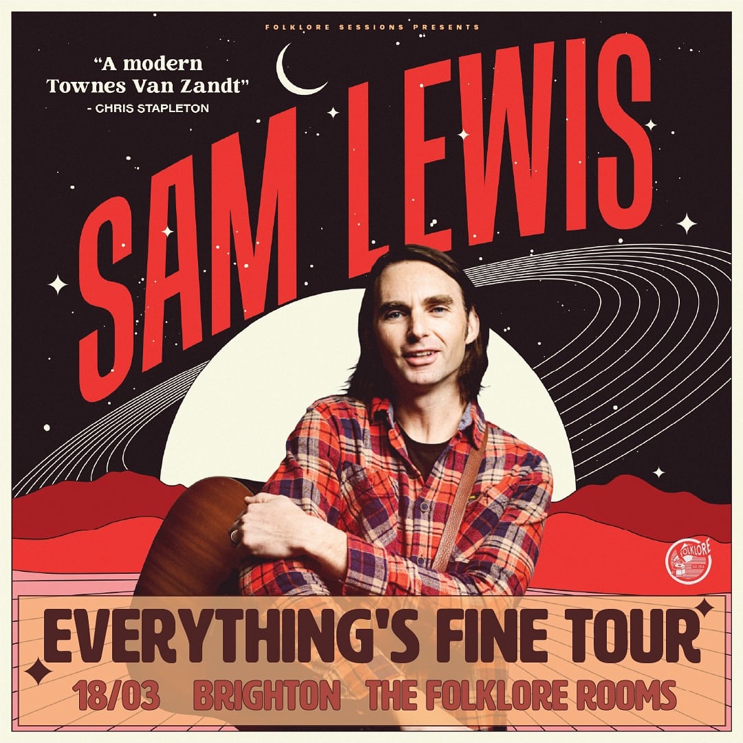 📣 NEW SHOW 📣
Sam Lewis (@samlewistunes) returns to Brighton at The Folklore Rooms in March 🖤
Tickets are available NOW!
Sam Lewis has collaborated with everyone from Leon Russell to The Wood Brothers. Chris Stapleton dubbed him “a modern Townes Van Zandt”. He’s often labeled with some form of the word ‘soulful’ (some have even compared his voice to molasses), Lewis’ style meets at a juncture of many different genres however he’s discovered what most musicians spend lifetimes working for; the place where feel-good music meets vital social commentary.
Billboard announced the highly anticipated third studio release third studio release LOVERSITY (2018) and landed Lewis a spot on Rolling Stone’s “10 New Artists to Watch” list, with writer Marissa Moss describing the album as, “… seventies psychedelic soul, with a storyteller’s eye, a swampy Southern groove and an emotional, political punch.”
FOLKLOREx