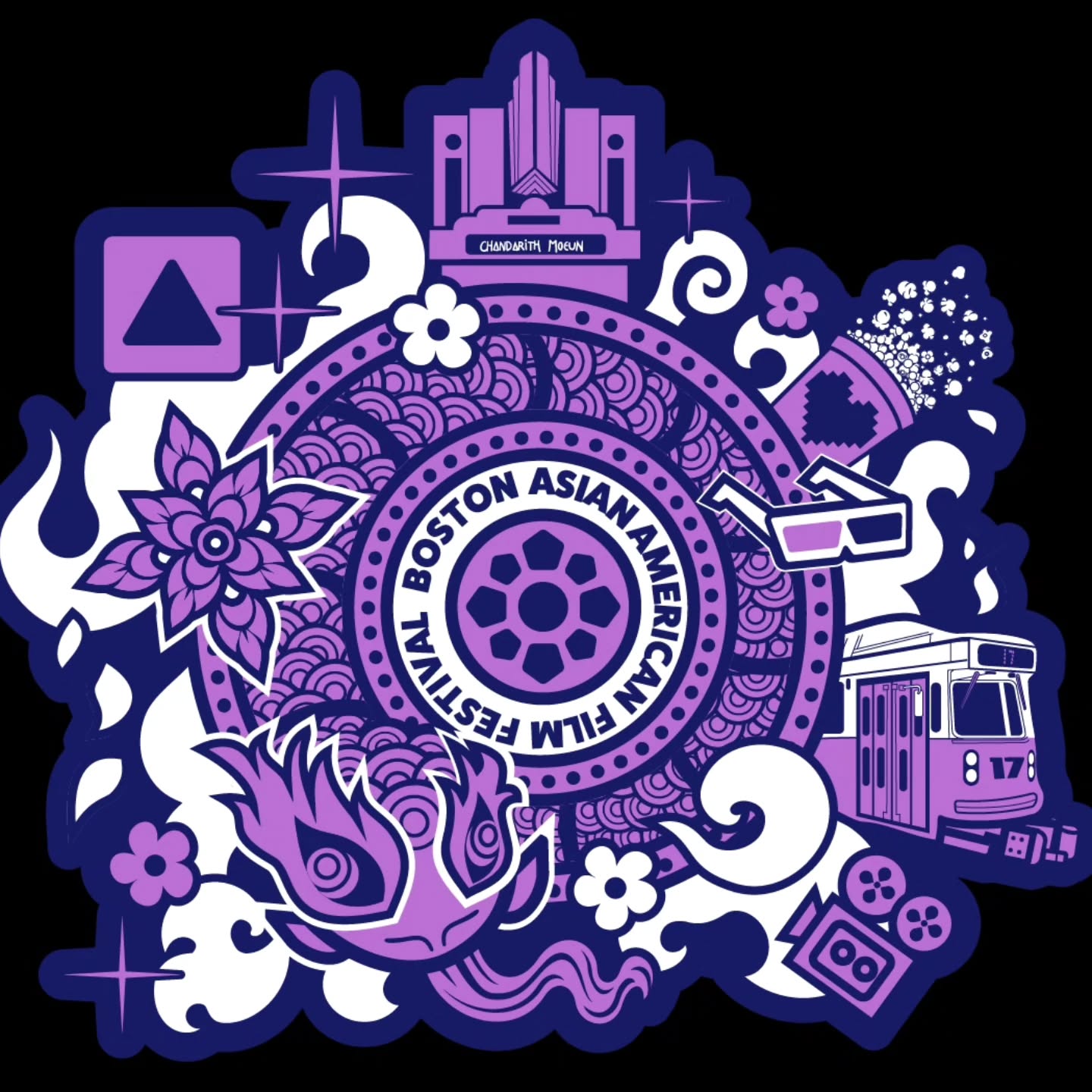 Okay, here's a look at some of the process of this year's BAAFF logo. I didn't document too much as there was such a tight deadline, but very little changed from the initial idea in my head to the end result, at least conceptually.
I feel very special in getting to use 2 colors, instead of previous years logos that were limited to 1. Though this presented it's own challenges. We figured out a way to technically use 3 colors, with the third color being represented in the shirt.
Anyhow, we knew the color palette had to be some kind of mix of blue, purple, and white, but figuring out the exact option was harder than we thought. We made some mock-ups, but ultimately I'm happy with what was chosen.
What color option is your favorite?
I hope to see you at the festival! Are You Ready?
#baaff #bostonasianamericanfilmfestival #logo #chadmoeunart #chandarithmoeun #snake #filmfestival #boston #asianamerican