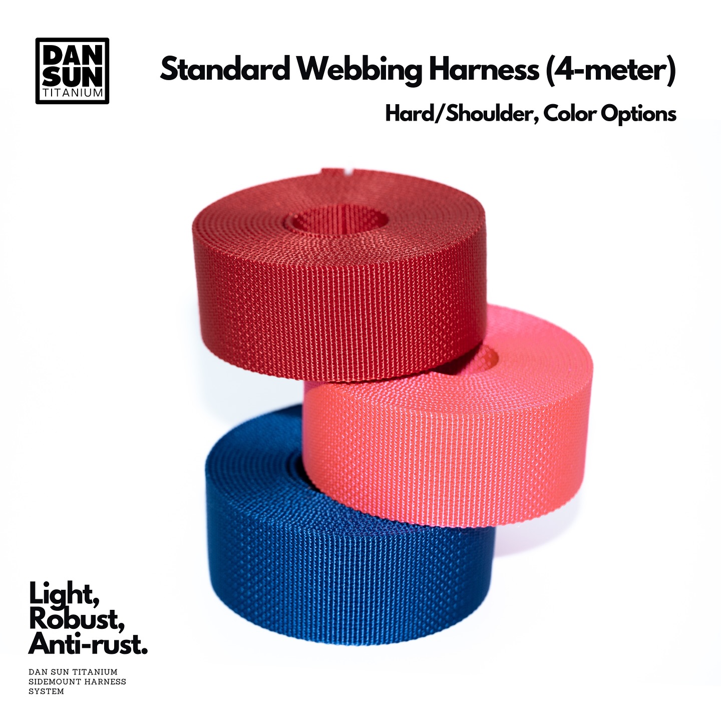 Our new durable standard webbing is now available in three additional color options!
There is no titanium in it. 😂
Check them out at dansuntitanium.com