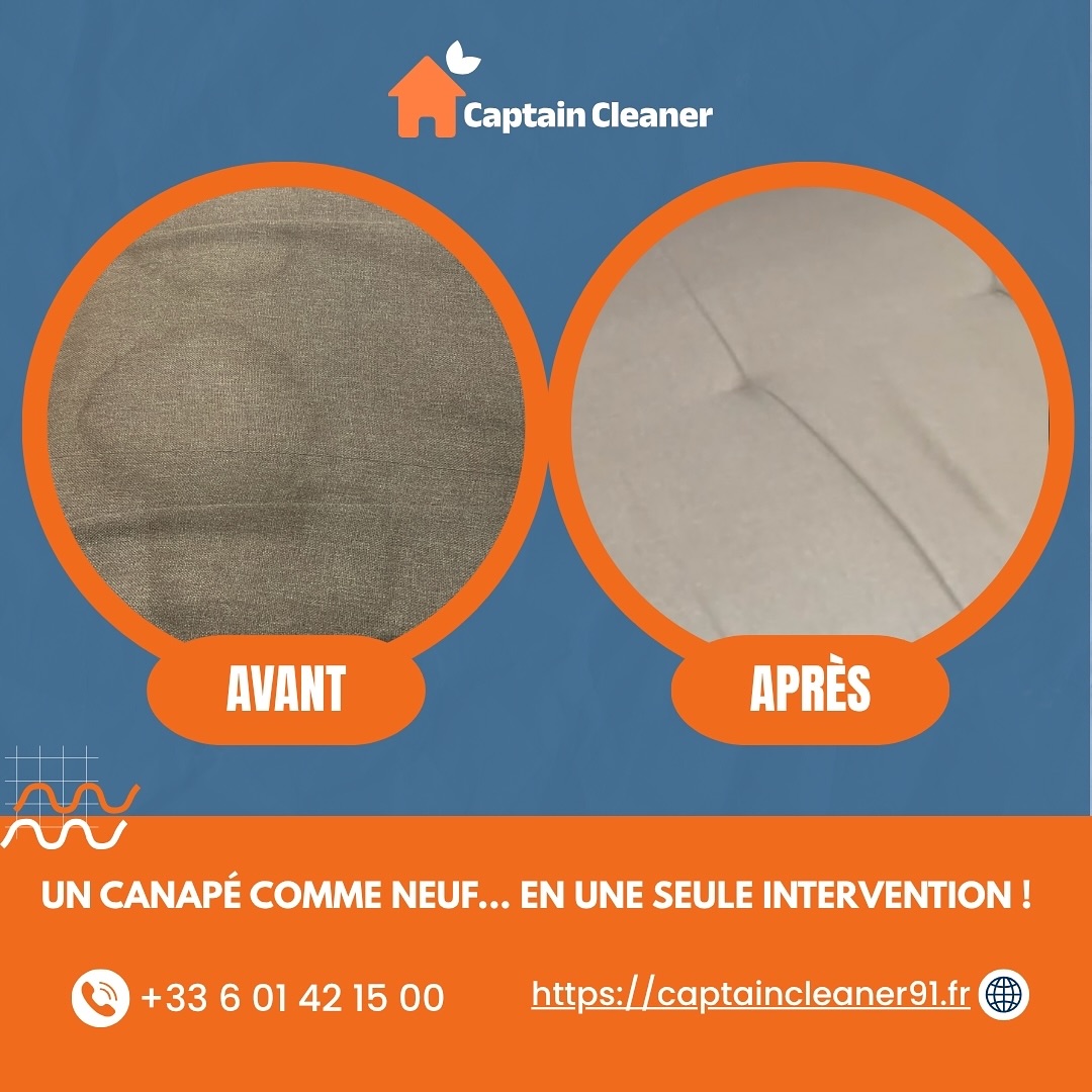 🧼 Votre canapé mérite une seconde vie ?
En une seule intervention, on élimine tâches, odeurs, acariens et traces d’usure pour redonner éclat et confort à vos assises ✨
📍 Nettoyage à domicile dans l’Essonne (91) et alentours
✅ Résultats visibles immédiatement
✅ Produits professionnels, sans abîmer les fibres
Envie du même résultat chez vous ?
👉 Contactez-nous dès aujourd’hui ou réservez sur captaincleaner91.fr
#captaincleaner #nettoyagecanapé #avantapres #essonne #canapépropre