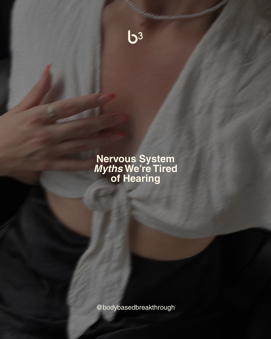 Let’s clear this up once and for all 👇
Your nervous system isn’t about being calm all the time. It’s about being connected while life moves through you.
At Body-Based Breakthrough (B3), we teach that regulation means flexibility, not perfection. You don’t heal by controlling your body, you heal by listening to it.
Join our free monthly Community B3 Session: Come experience your body-based breakthrough
🗓️ October 8 // 10 AM PST/1 PM EST
📌 Save your spot through the link in our bio.