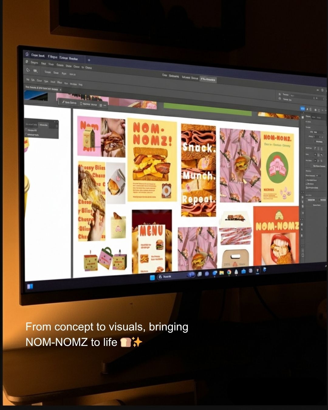 Here’s how Nom-Nomz came to life 👇
Bold flavors, playful vibes, and a modern 90’s twist. Nom-Nomz isn’t just a juice box, it’s a fresh, fun take on snacking done right.
Watch the full process from Pinterest boards to clean, colorful mockups that pop 🥤✨
Which part of the process do you love most? Research, design, or the final reveal?
#branddesign #graphicdesign #adobeillustrator #madewithadobe #logodesigner #designbywomen #packaging #brandingdesign #womenwhodraw #foodpackaging #illustrationartist #mascot #madewithcc