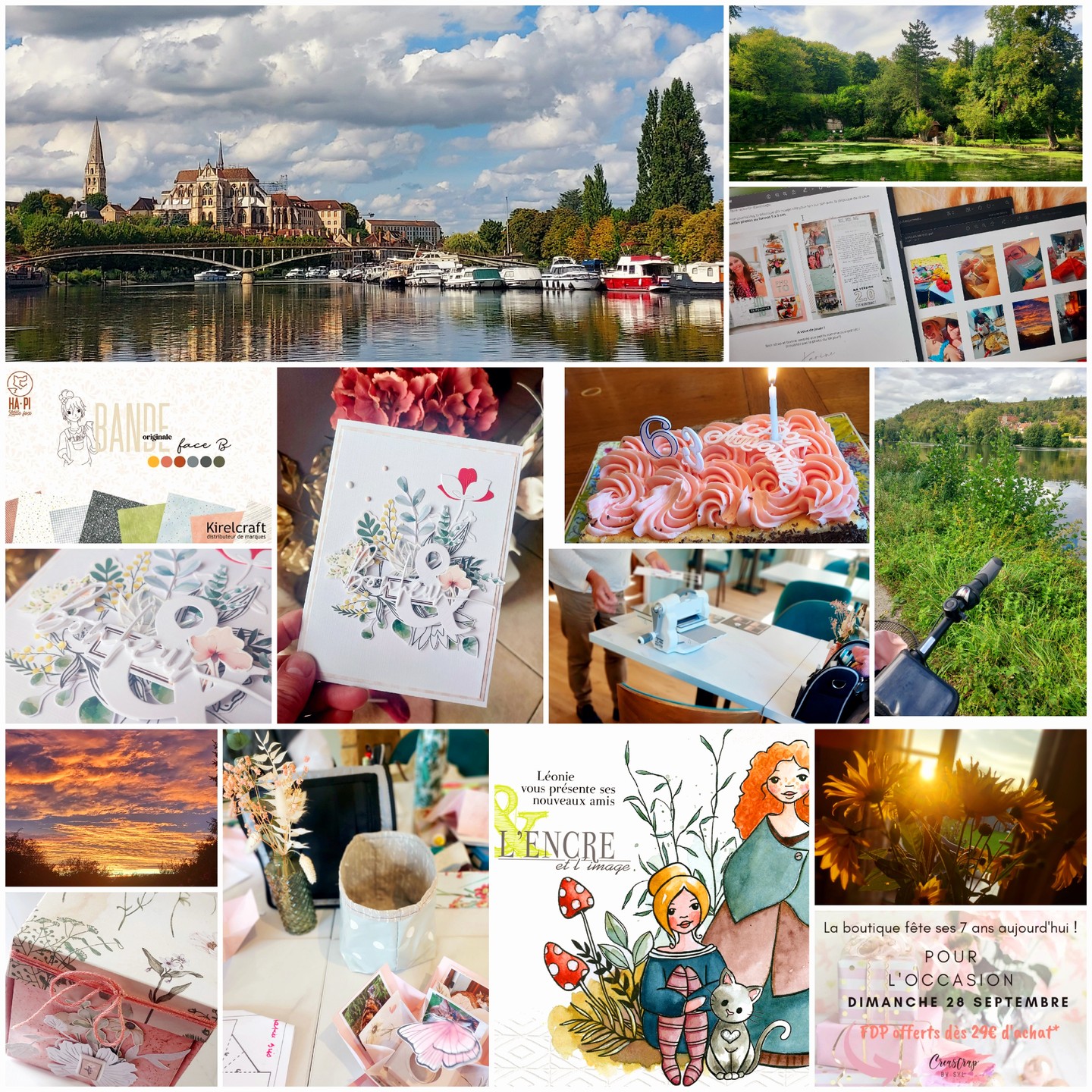 La retro 😊
Septembre chez Creascrap by Syl, "Les Creascrap by Syl dans l'Yonne". Imaginez Mr et Mme Creascrap pédalant à toute allure sur des vélos, cherchant désespérément à semer la routine et à se ressourcer une petite semaine parmi les arbres et les écureuils.
Pendant ce temps, Mr Creascrap a réussi l'exploit de fêter son anniversaire pile le jour où la boutique soufflait ses 7 bougies. On vous laisse imaginer la quantité de gâteau nécessaire pour cet événement doublement festif !
Côté scrap, les nouveautés font leur grand retour. Le site est en mode "Tetris" avec du stockage à gogo, et la préparation des minis ateliers locaux bat son plein pour une reprise en douceur. Une jolie demande de carte pour célébrer deux amoureux.
Et tenez-vous bien, les sorties boutiques reviennent dès début octobre. On est tous prêts à crier "youpi" et à s'embarquer pour un tour de montagnes russes créatives ! 🎉