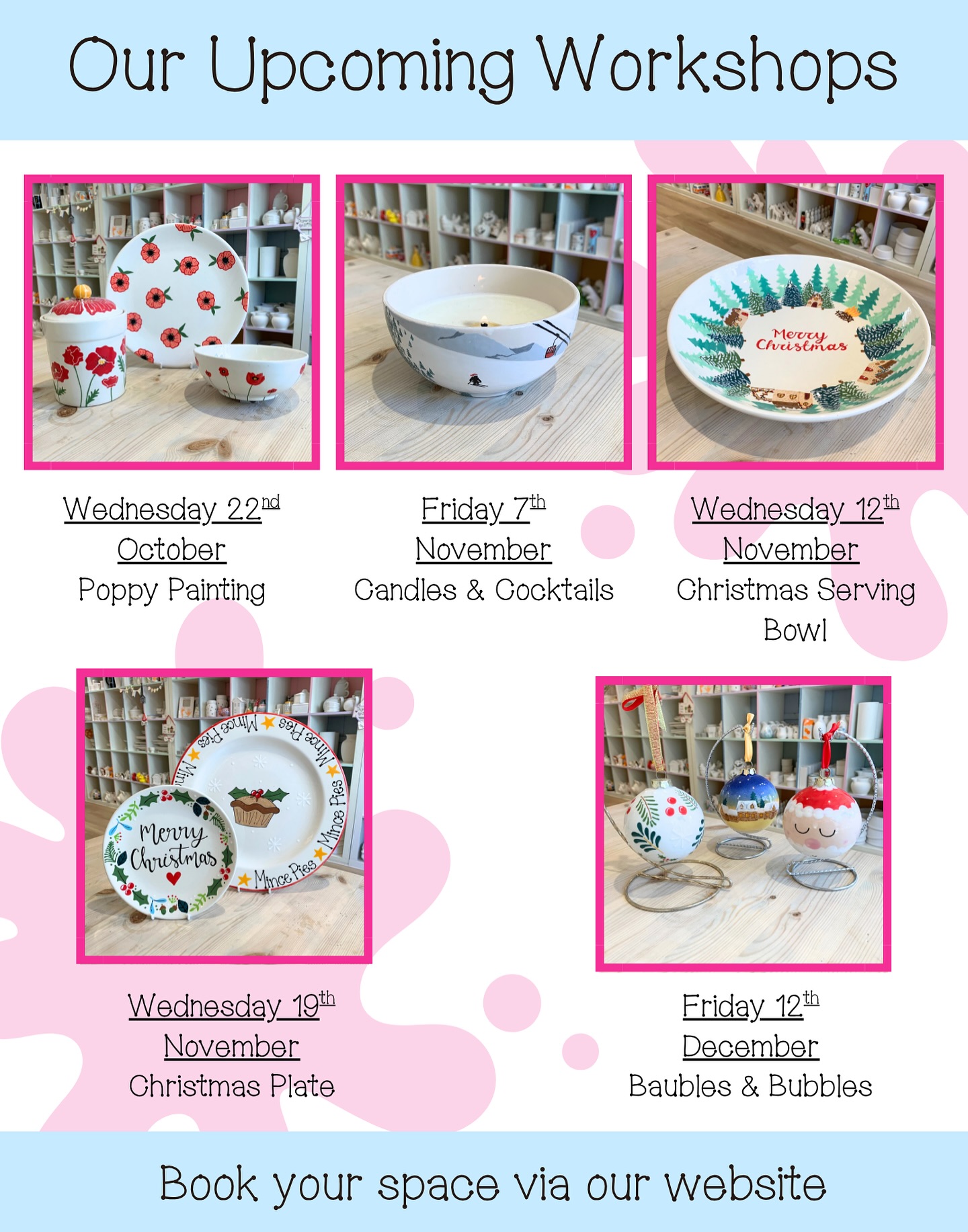 We have lots of exciting evening events coming up in the next few months, including our customer favourite Christmas workshops
Find out more information on our website