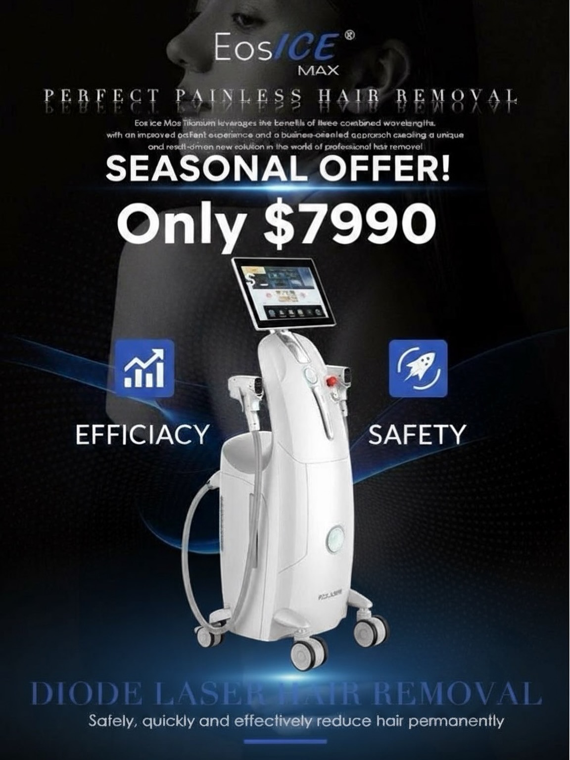 ✨ ¡La depilación láser que siempre soñaste ha llegado! Con Eos Ice Max, la diodo más potente del mercado, olvídate del dolor y dile adiós al vello de forma rápida, segura y definitiva. 💙
🚀 Aprovecha nuestra oferta de temporada: solo $7990 y transforma tu clínica o centro de belleza con la tecnología más avanzada. Esta oportunidad no espera, ¡tú tampoco deberías! 💥
📲 Contáctanos ahora y da el primer paso hacia el éxito. ¡El futuro de la depilación está en tus manos! 🙌
#EosIceMax #DepilaciónLáser #BellezaAvanzada #OfertaEspecial #TecnologíaEstética #AdiósVello #cuidadoprofesional