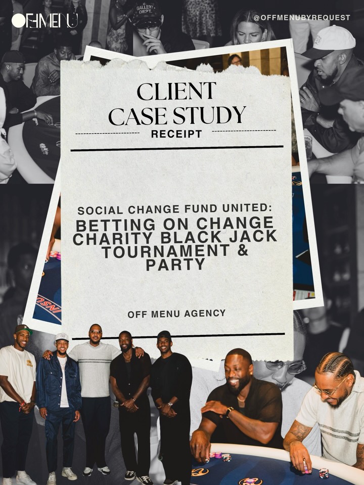 The SCFU Betting on Change Charity Tournament united athletes and advocates to raise awareness, visibility, and support for SCFU’s programs driving equity and opportunity.
OFF MENU led the marketing, branding, and creative direction. Purpose-led events deserve branding that connects and converts!