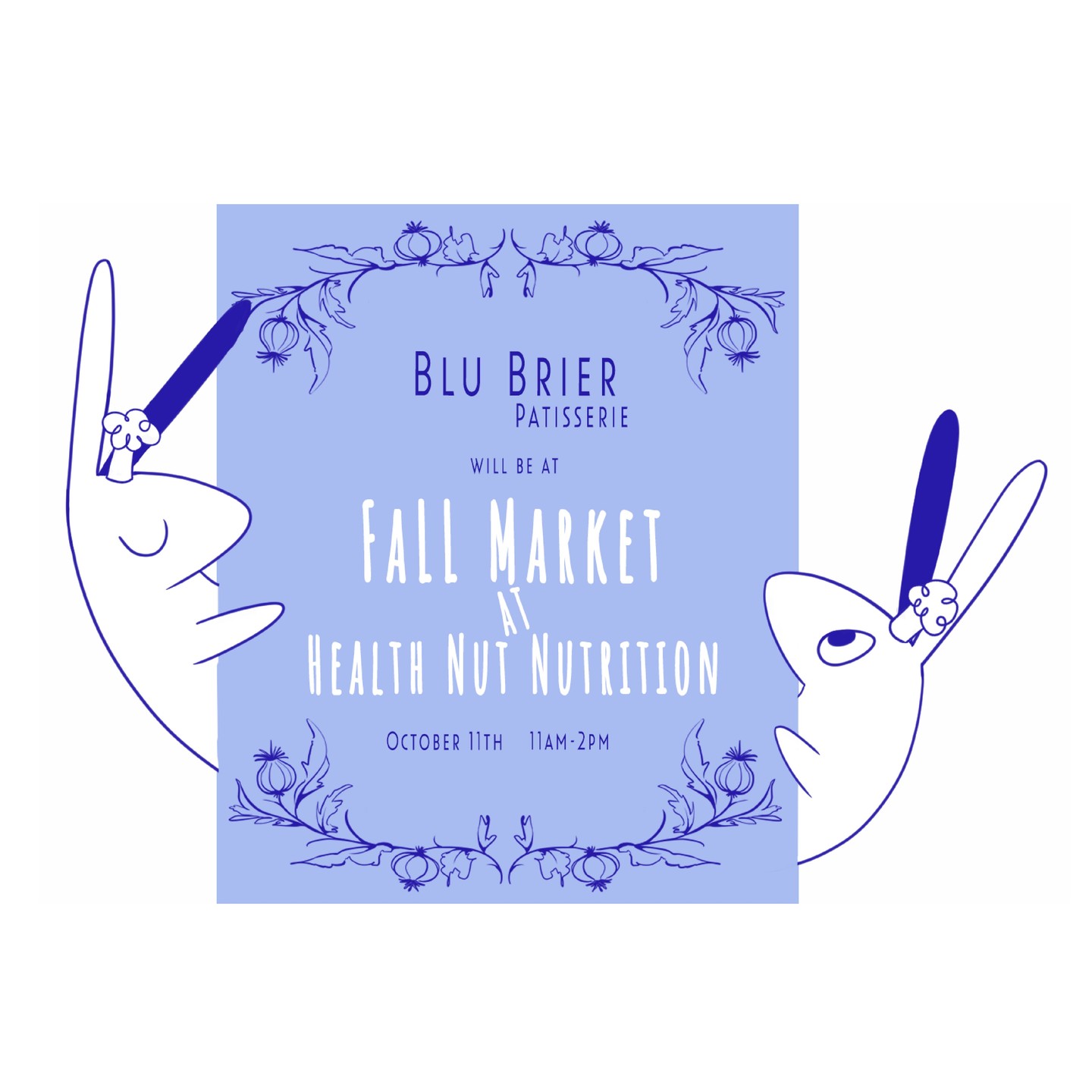 We are so glad that we will be sharing our breads and confections at the Fall Market that is being held at Health Nut Nutrition Saturday, October 11 from 11AM-2PM.
Our products:
*Are made in small batches
*Have minimal ingredients
*Contain organic grains
*Are GMO free
*Are fermented for at least 24 hours
If you are interested in something healthy and delicious make sure to come!!
