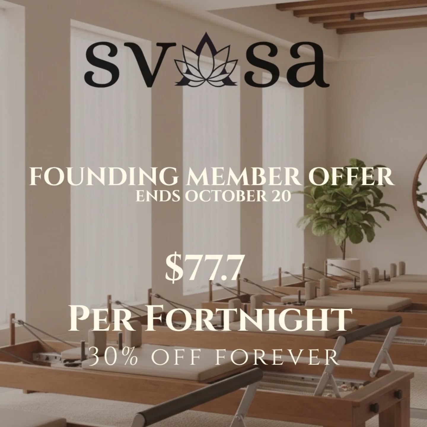 Your sanctuary is taking shape. This isn't about building - its about a community. One built on conscious breath, intentional stillness and transformation that goes deeper than movement.
Founding members don't just get 30% off forever. They get priority. Exclusivity. A lifetime rate that never changes no matter what.
Studio opens on November 14.
Link in bio to claim your founding rate.
Offer end October 20.
#svasastillness #foundingmembers #yogaadelaide #pilatesadelaide #meditationadelaide #adelaidewellness