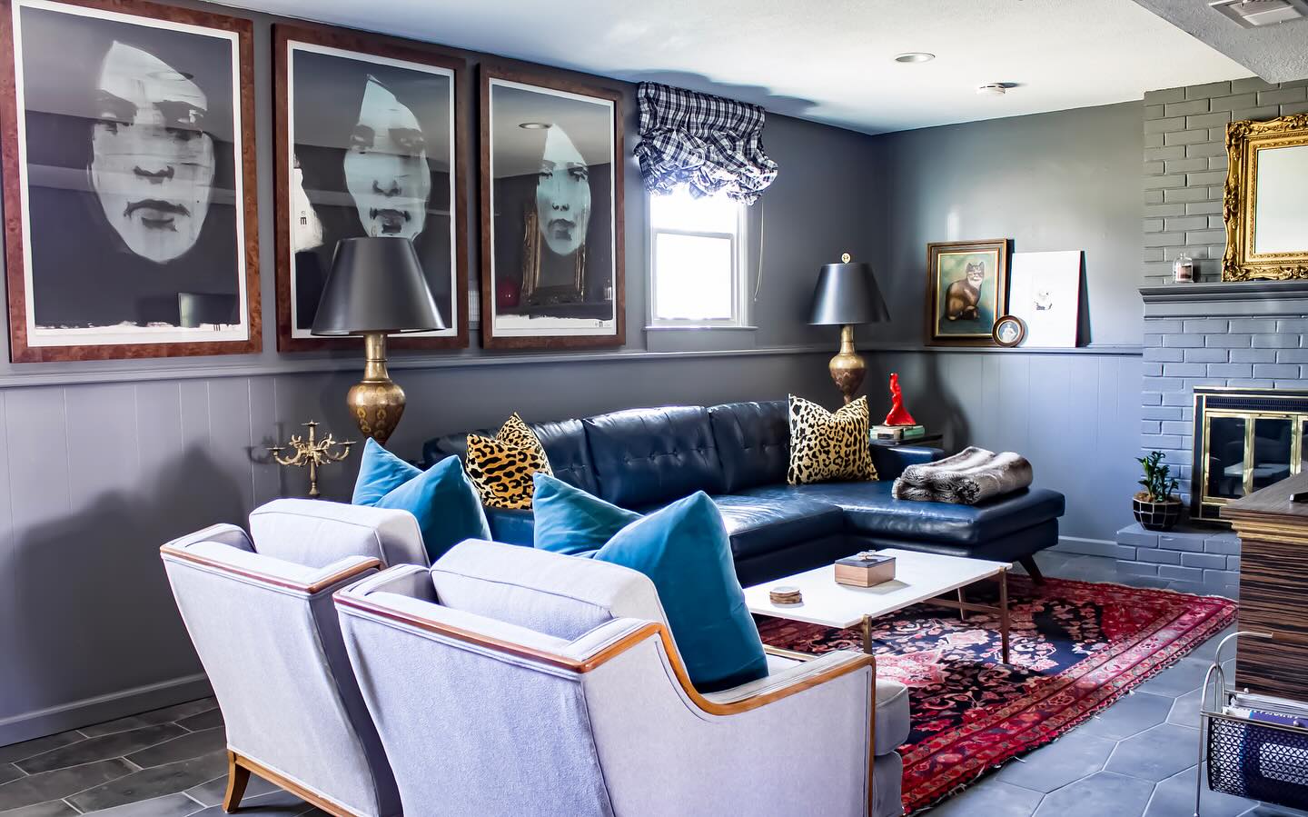 This lower level remodel is still one of my favorites. It went from a typical carpeted dingy basement to something unique and tailored to my clients tastes. By color drenching, adding oversized original statement art and using copious amounts of vintage furnishings this space is now as interesting as it is functional.
#kcvintage #kcdesigner #kcinteriordesign #kansascityhomes #kchomes
