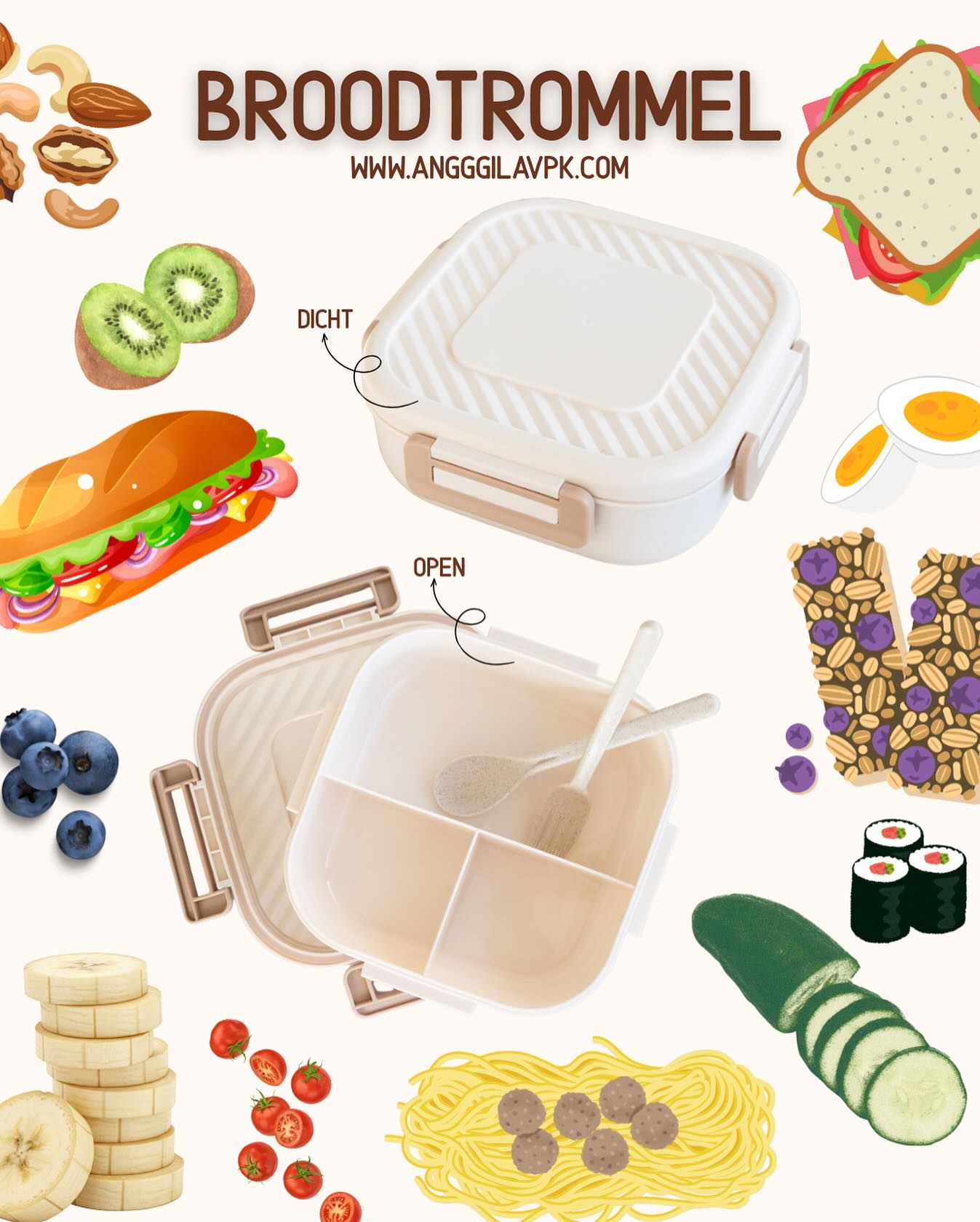 Gezond eten op werk/stage/school voorbeelden:
🍳 Ontbijt
1. Havermout met banaan, kaneel en wat noten
2. Volkoren boterhammen met avocado, tomaat en een gekookt ei
3. Smoothiebowl van spinazie, mango en yoghurt, met chiazaad on top
4. Griekse yoghurt met muesli en rood fruit
5. Volkoren wrap gevuld met hüttenkäse, komkommer en zalm
🥗 Lunch
6. Salade met quinoa, kikkererwten, paprika en feta
7. Volkoren broodje met kipfilet, rucola en hummus
8. Linzensoep met een sneetje volkorenbrood
9. Pokébowl met zalm, avocado, zeewier en zilvervliesrijst
10. Groentewraps gevuld met falafel, spinazie en tahinsaus
🍲 Avondeten
11. Zilvervliesrijst met kipfilet, broccoli en sojasaus
12. Volkoren pasta met linzen-tomatensaus en courgette
13. Zalmfilet uit de oven met zoete aardappel en sperziebonen
14. Chili sin carne met bonen, maïs en paprika
15. Thaise curry met groenten en tofu of kip
16. Volkoren couscous met gegrilde groenten en kikkererwten
17. Stamppot van zoete aardappel met spinazie en een stukje zalm
18. Groentelasagne met volkoren lasagnebladen en ricotta
19. Geroerbakte garnalen met zilvervliesrijst en wokgroenten
20. Mediterrane salade met kip, olijven, tomaat, komkommer en een beetje olijfolie