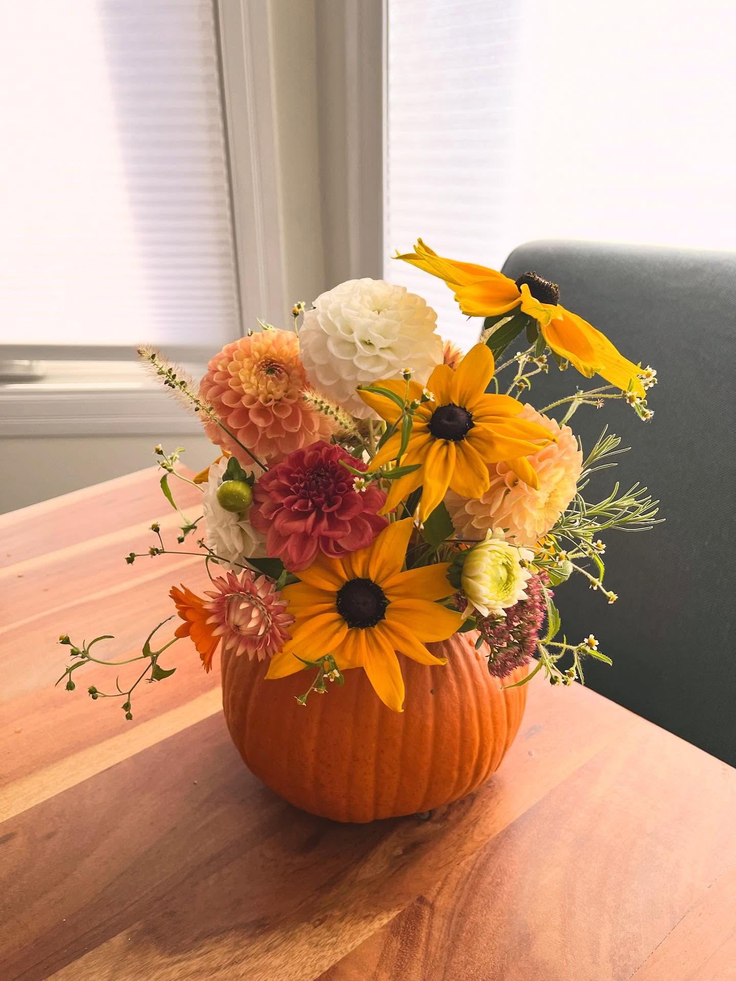 We had some much fun making these last year we’re bringing them back! Pre-order a pumpkin floral centrepiece for your Thanksgiving table 🌻
Link for purchase in our bio