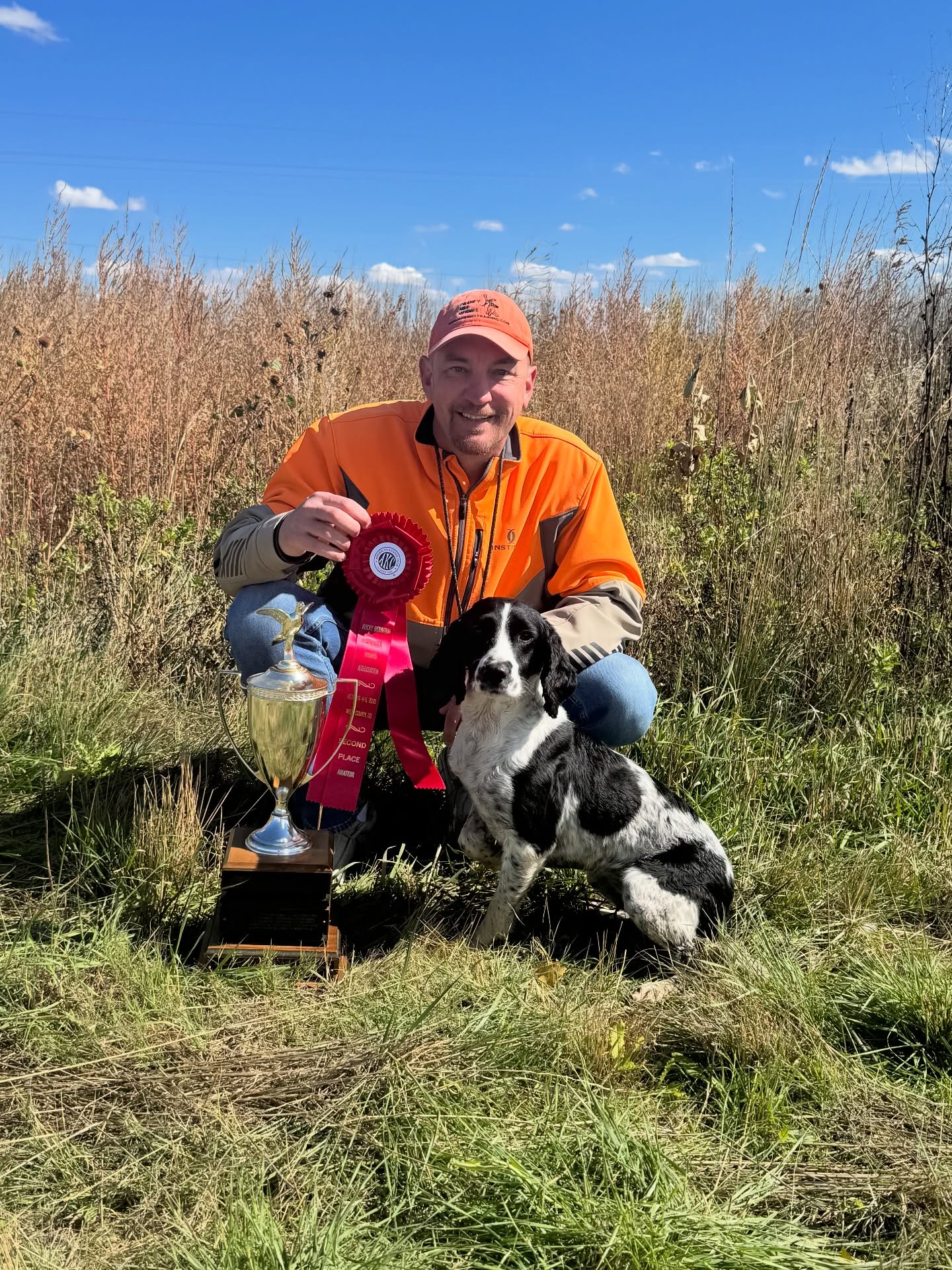 Congratulations to Jeff & Dessa Do!!!! 2nd Place and Best Dog and Handler Award…
A year off from the trials and bam!
We are so happy and excited for you.
Craney Hill Wandering Darlin O’Dessa ~ Dessa
Owner/Handler- Jeff Keller
Rocky Mountain Spaniel FT
Amateur