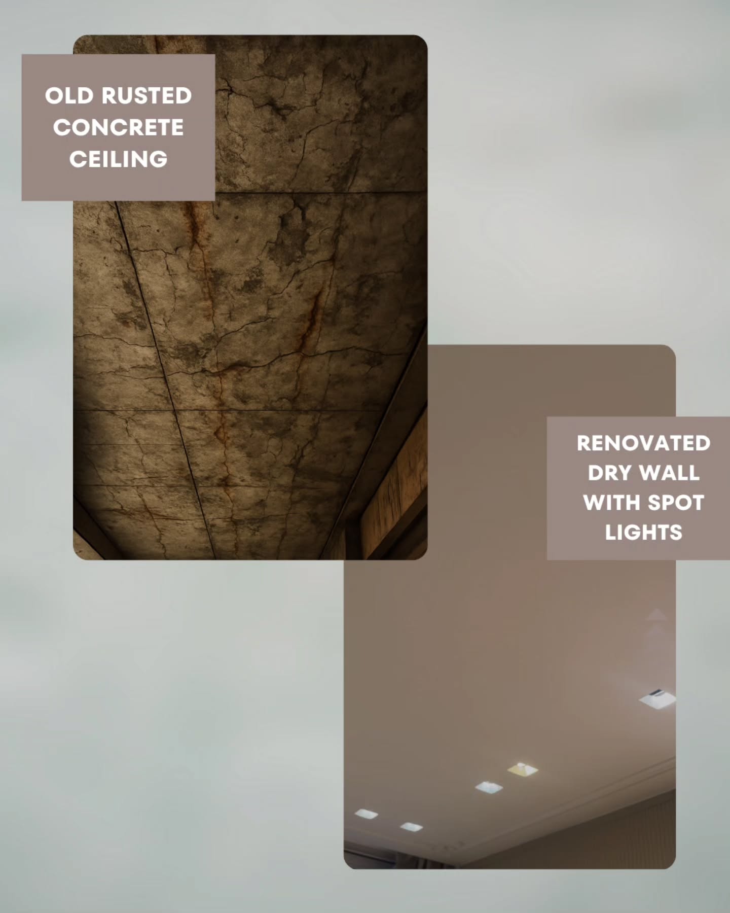 From old and rusted to sleek and modern ✨
We transformed this worn-out concrete ceiling into a stunning drywall masterpiece — complete with elegant spotlights for that perfect ambiance.
#CasaBellaDesigns #InteriorTransformation #ModernCeiling #DrywallDesign #SpotlightDesign #HomeRenovation #LuxuryInteriors #InteriorDesignStudio #AmsterdamInteriors #DesignWithPassion
