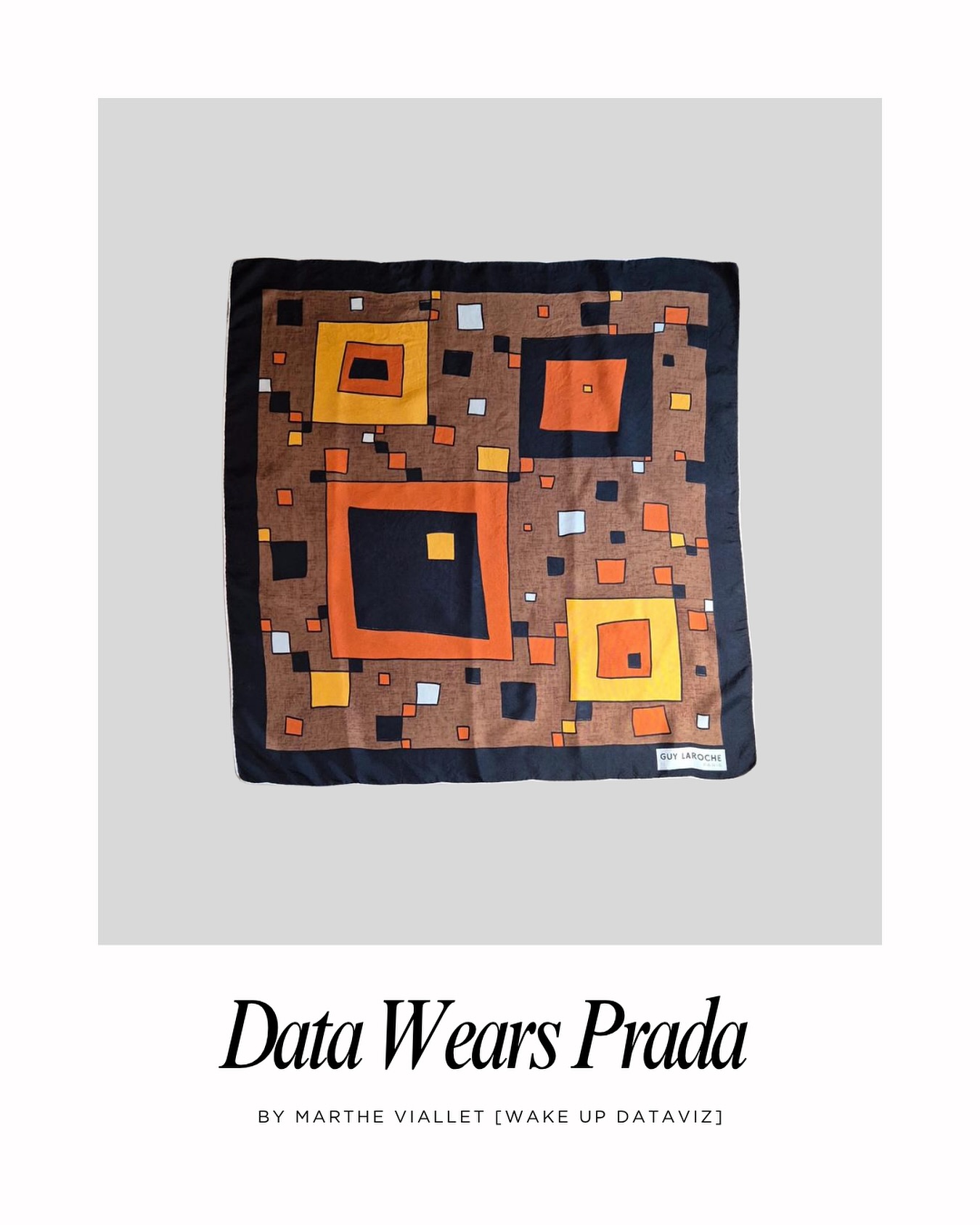 When your scarf looks more organized than your dashboard.
◾️🟧🟫◾️🟧🟫◾️🟧🟫
Data Wears Prada – Episode 4.
───────────────
#DataWearsPrada #dataart #Treemap #DesignInspiration #FashionDesign #datavisualization #vintedaddict #geometryinfashion #VintageFinds #VintedFind
───────────────
This series comes from my daily obsessions: fashion and datavisualization.Clothes often become patterns, and patterns become dataviz.
Spotted on @vinted — where data meets second-hand fashion.