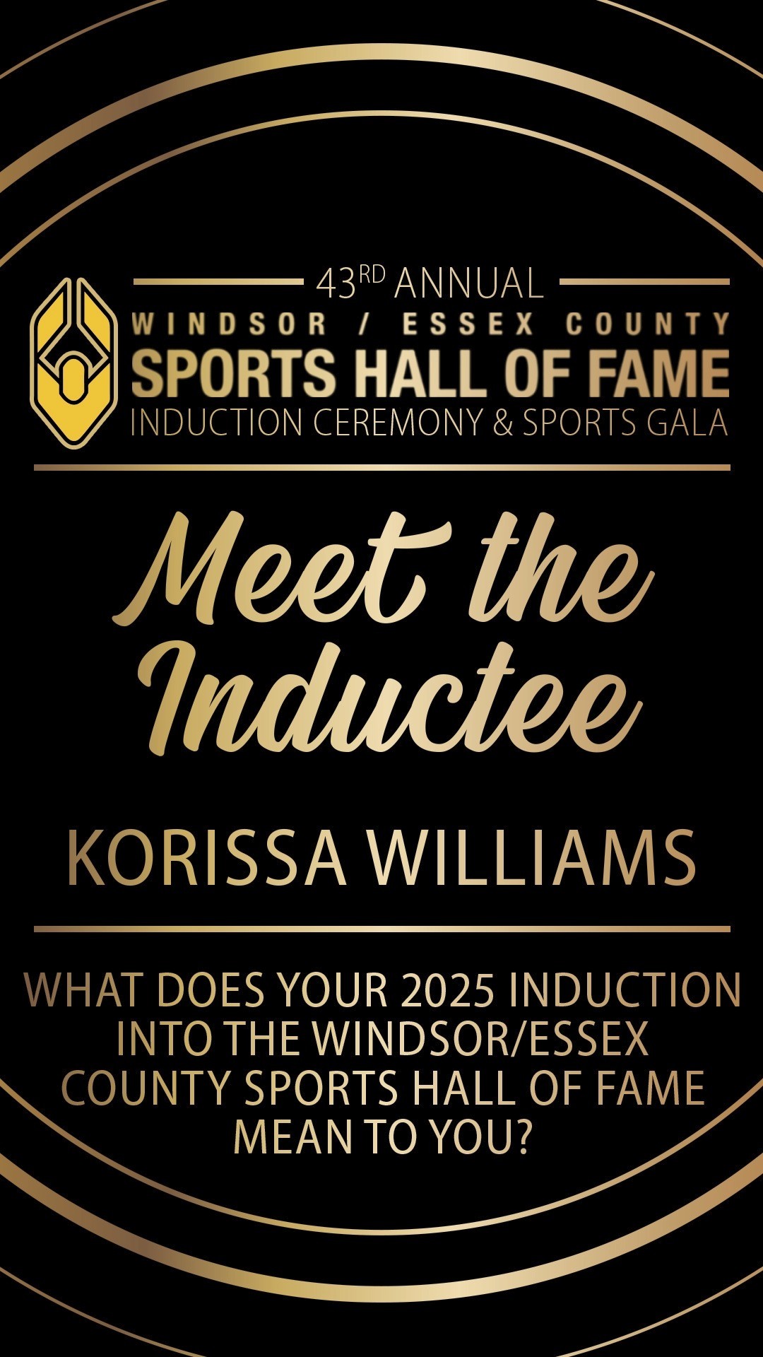 🏀 Hear from Korissa Williams herself as she speaks to how much it means to be inducted into the Windsor/Essex County Sports Hall of Fame!
.
Join us in Honouring Korissa at our 43rd Annual Gala on Saturday November 8th at the Ciociaro Club of Windsor!
.
To purchase tickets 🎟️ use the link in our bio, or visit www.WECSHOF.com
.
.
#wecshof #HallOfFame #Gala #Athletes #Builders #Inductees #windsoressex
#windsor #Sports