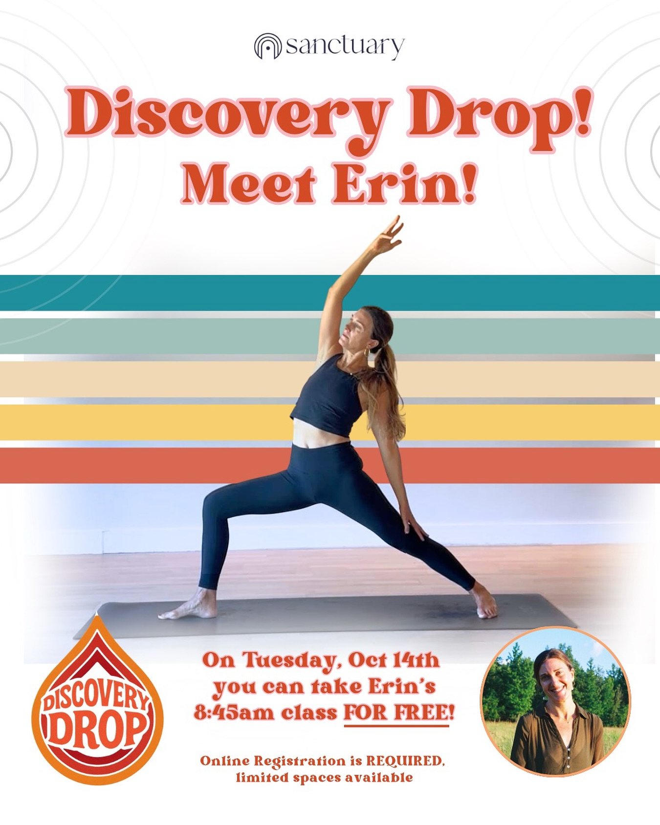 DISCOVERY DROP!! 🚨
The Discovery Drop is our monthly initiative to make it easier for you to explore new styles and connect with our talented instructors! It’s one completely FREE class with a featured teacher every month. This is your chance to try something new with no commitment.🎉
🥳 This month, we’re spotlighting Erin Barton! @erinebarton We’ve heard incredible feedback about her inspiring teaching style, and we’re excited to have her as such a valuable asset to our team.
Join Erin for her FREE Discovery Drop class on Tuesday, October 14th at 8:45am! Enjoy an All Levels Vinyasa Flow and a chance for you to experience firsthand why our community is already raving about her. 💛
You can register for her class on MindBody completely FREE! 🆓