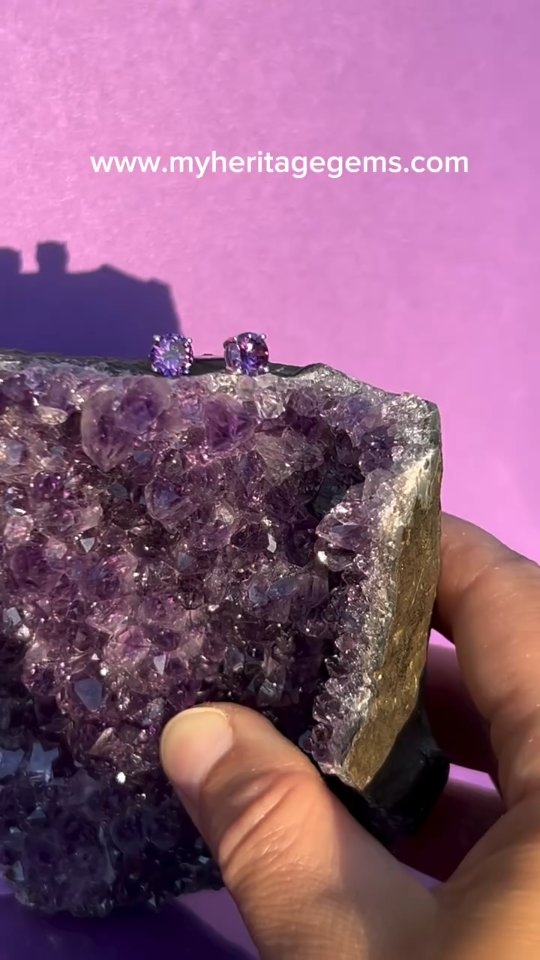 Before AND After. Amethyst sterling silver stud earrings. More at www.myheritagegems.com #quartz #amethyst #beforeandafter #gems #affordable #jewelry #studearrings #quality #sterlingsilver