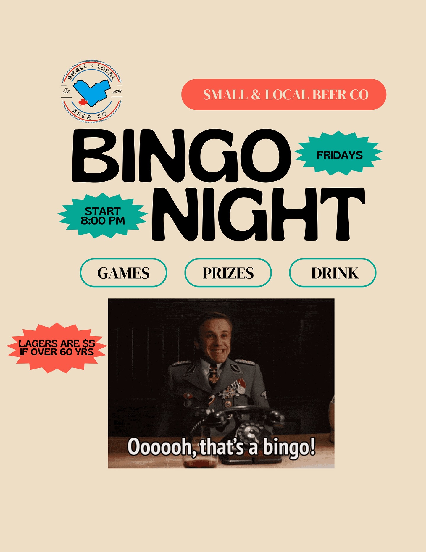 Friday Nights at 8pm! #ottawabingo #ottawaevents #manorpark #vanier #newedinburghottawa #rockcliffepark