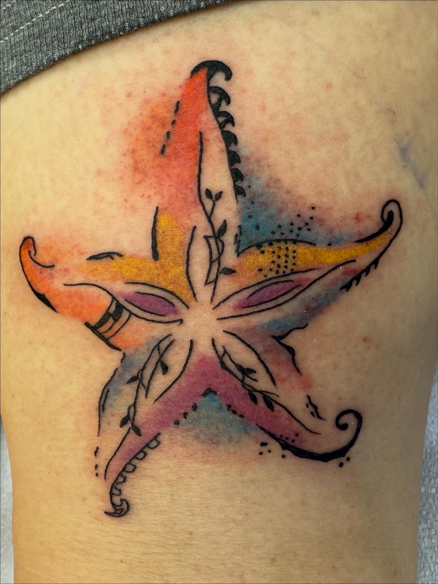 Watercolor star fish designed by client, good times!