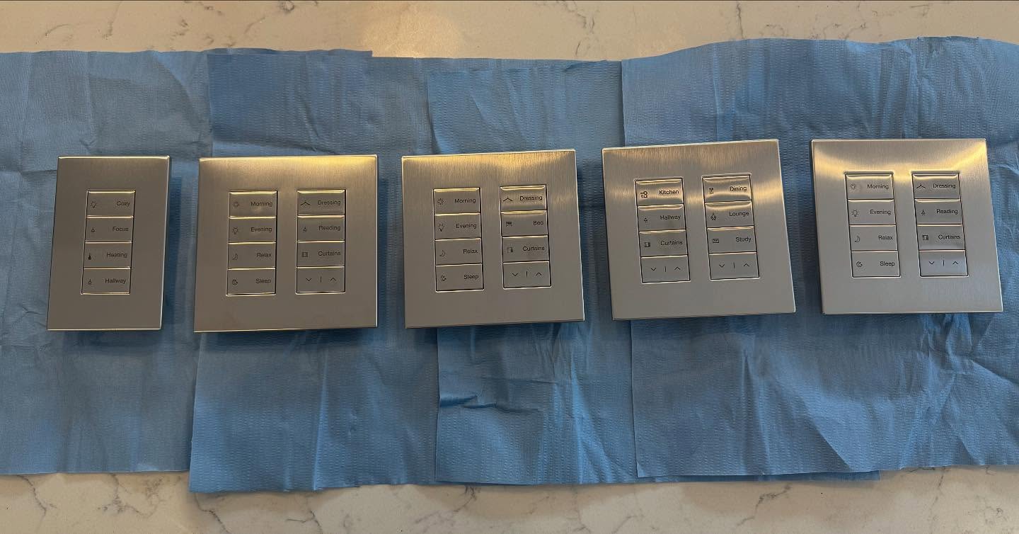 Lutron Palladiom keypads ready for our London project. #lutron #palladiom #interiordesign #smartlighting #lightingdesgin
