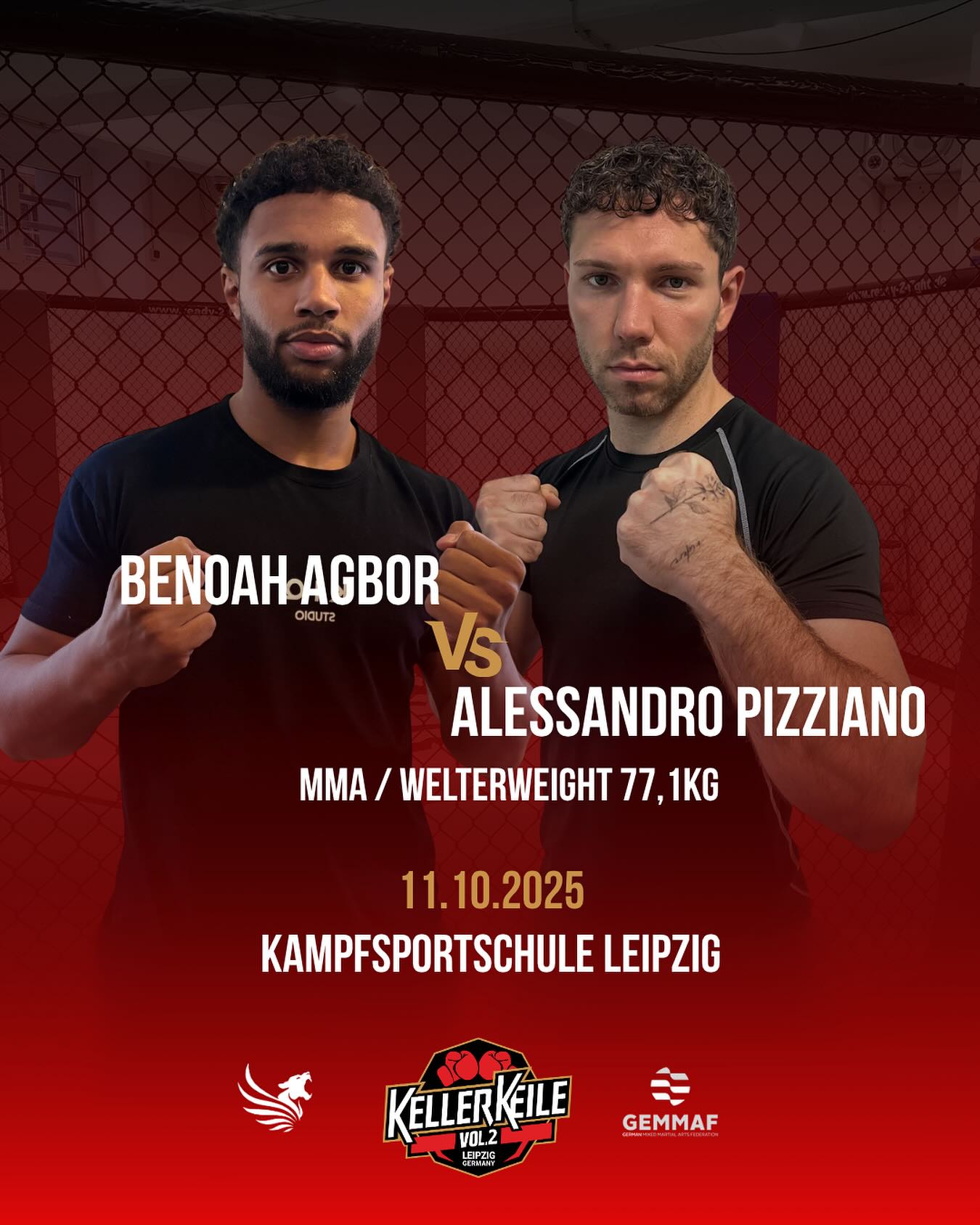 AGBOR VS. PIZZIANO
🔥Das nächste Match im MMA🔥
Benoah Agbor @benoah.agbor vom @kampfiq.studio und Alessandro Pizziano treffen sich auf 77, 1kg Welterweight um ihr Können im MMA zu zeigen🥊
🗓11.10.2015
📍Leipzig, @kampfsportschule_leipzig
#fightevent #fight #mma #mixedmartialarts #kickboxing #k1 #muaythai #sparring #courage #new #newcomer #