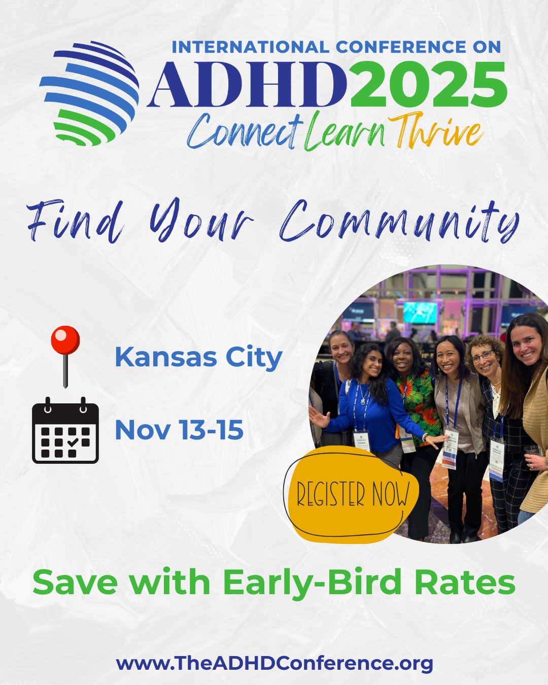 Be part of a community that gets it. The 2025 International Conference on ADHD brings together adults, parents, educators, coaches, therapists, and medical professionals for 3 days of growth and connection. 📍 Kansas City | Nov 13–15 | 🔗 #LinkinBio #ADHD2025