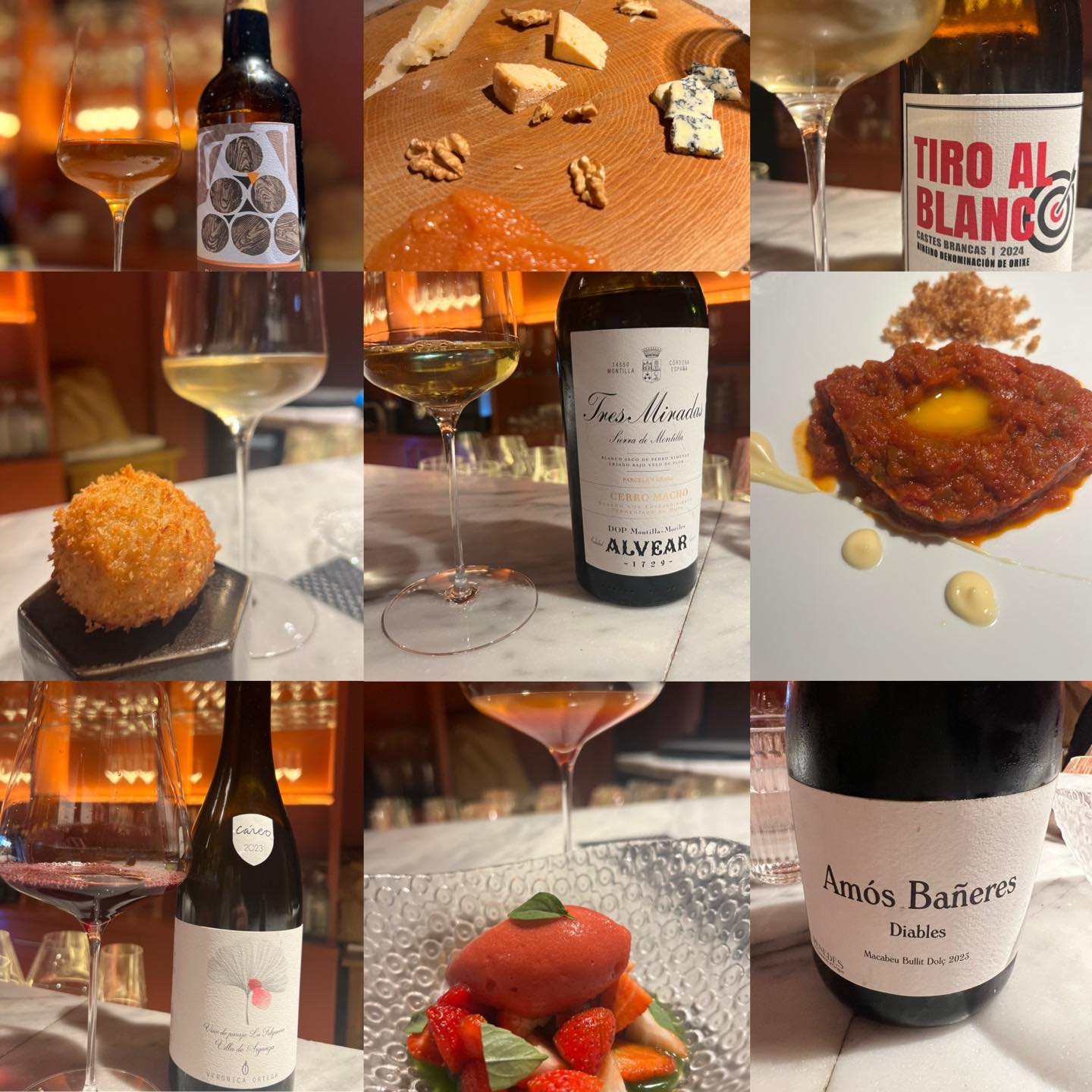 If all you have is one night in Madrid (or if you are there for weeks!)and love wine, do what I did, grab a seat at the bar @madridangelita, ask for David to be your somm - and enjoy! I started with Sherry, of course: a gorgeous Palo Cortado with cheese, then, a Godello with a perfect croquette, a Mencia from Bierzo with a deconstructed and delicious ratatouille, an unfortified PX that had just a brief encounter with flor and one of the most stunning pairings I have ever had: fresh strawberries from Angelita’s garden with sorbet and basil syrup paired with Amos Bañeres Diablo - a macabeo that is ‘cooked down’ and then left to ferment with indigenous yeasts for a year. Absolute heaven. Gracias for the recommendation @monicm2203 #madrid #winesofspain #sherrywinesjerez #foodandwinepairing #winelover #wineeducator #sherrylover