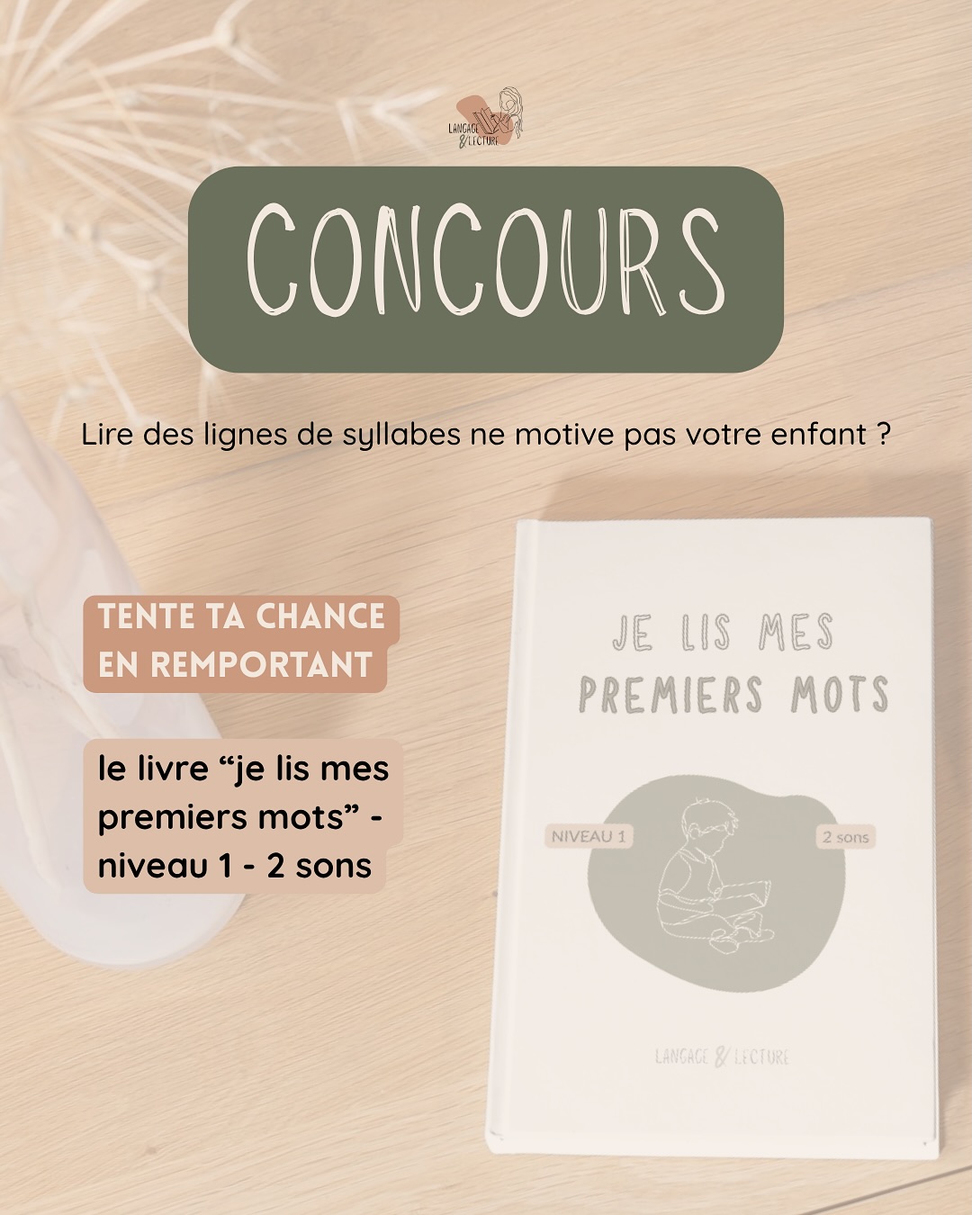 Apprendre à lire, c’est une aventure 🌿
Et quand chaque mot a du sens, la magie opère ✨
Je vous fais gagner 1 exemplaire PDF de mon livre “Je lis mes premiers mots” (niveau 1), un support pensé pour donner envie de lire!
Des mots composés de deux sons à décoder, des images à découvrir, et surtout la fierté de lire tout seul et de comprendre ce qu’on a lu! 💛
💬 Pour participer :
1️⃣ Like ce post
2️⃣ Abonne-toi pour ne rien manquer
3️⃣ Invite 2 amis en commentaire pour leur faire découvrir ce support
4️⃣ Partage en story pour doubler tes chances en m’identifiant 🌼
Résultat le 17 octobre !
Bonne chance à tous 🌟
#apprendrealire #lireavecdusens #lireetcomprendre #plaisirdelire #apprentissagedelalecture #liresespremiersmots #apprendreautrement #pédagogiedusens #jelisjecomprends #donnerenviedelire #enviedelire