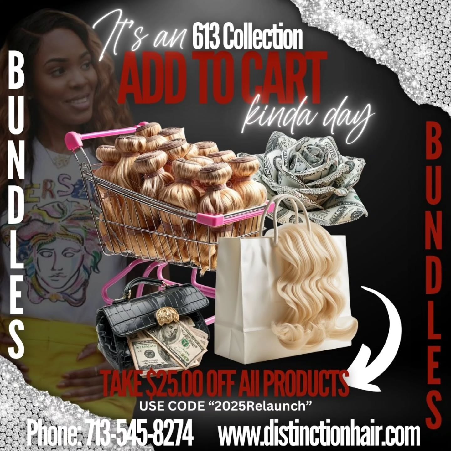Let Me Reintroduce Myself....
Distinction Hair by Michelle J.
The Rebranding, The Relaunching...Get Into The Distinction Effect...
Apply $25 off all products with the promo code "2025Relaunch"
https://www.distinctionhair.com
We accept Afterpay, Affirm and Klarna for those looking to pay over time for your order..
The Distinction Effect..
"Dare to be Different"
💆🏾Come get your hair💆🏾 (Bundles,frontals, closures,customized wigs,hair accessories,hair growth oil)
Hair Prices
16-18"- 65.00
20-22"-75.00
24-26"-85.00
28-30"- 95.00
32-34"-125.00
34-40"-145.00
- Raw Collection (Add 20.00 to price for Raw Collection)
-613 Collection
16-18"- 75.00
20-22"-85.00
24-26"-95.00
28-30"- 105.00
32-34"-135.00
34-40"-155.00
-613 Raw Collection (Add 20.00 to price for Raw Collection)
-Closures to include HD/Transparent 4×4,5×5:125.00
-Frontals to include HD/Transparent/360: 165.00-200.00
-Wigs: Starting at 260.00-550.00
-Customized Closure Wigs: Starting at 320.00-560.00
-Customized Frontal Wigs: 360.00-600.00
Hair Accessories: Satin Bonnetts 20.00
Hair Tie: 10.00
Hair Growth Oil: 20.00
Hair in stock/Hair on hand
Pickup,Delivery,Shipping,
Pre-order
Textures: Straight,Natural Wave,Water Wave,Loose Wave,Body Wave,Deep Wave,French Curl, Kinky Curl
#fypage #hairextensions #distinctionhair #wigsforsale