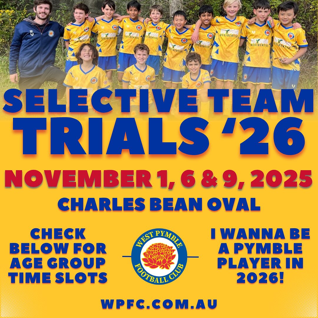 2026 Selective Team Trials are right around the corner! 💛💙
Join us on November 1st, 6th, & 9th at Charles Bean Oval for our Selective Team Trials for the 2026 Season!!
Our upcoming team trials are an opportunity for players to be considered for placement in our higher-level competitive teams.
These squads represent the club at the strongest levels of competition and are suited to players who are committed, skilful, and ready to challenge themselves.
Trials will be conducted under a selective process, with coaches assessing both technical ability and game awareness.
Check below for your age groups trial dates and times, we can’t wait to see you there! 💛💙
📆Sat 1st Nov
⏰ 2-3pm - U8 & U9 JDL
⏰ 3-4pm - U10 & U11 JDL
⏰ 4-5pm - U12 & U15 SL
⏰ 5-6pm - U16 & U18 SL
📆Thurs 6th Nov
⏰ 5-6pm U8 JDL & G13 DL Girls
⏰ 6-7pm U12 SL & G14 DL Girls
⏰ 7-8pm U15 SL & U18 SL
📆Sun 9th Nov
⏰ 1-2pm U8 & U9 JDL
⏰ 2-3pm - U10 & U11 JDL
⏰ 3-4pm G13 DL Girls & G14 DL Girls
⏰ 4-5pm U12 SL
⏰ 5-6pm U16 & U18 SL