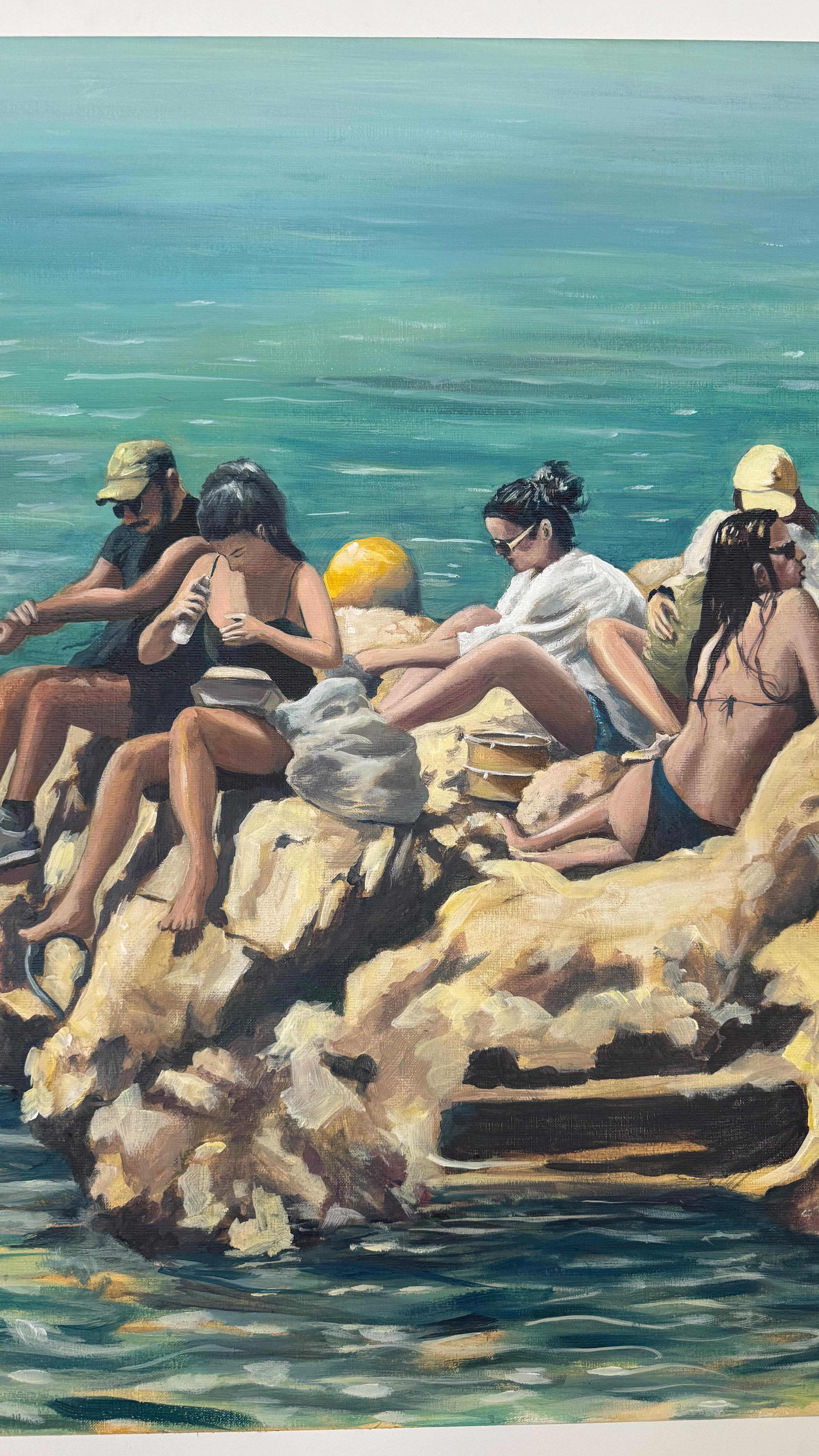 Marseille, ses rochers, ses baigneurs, et une série de tableau qui commence par celui-ci
Acrylique sur toile, 116 x 81 cm