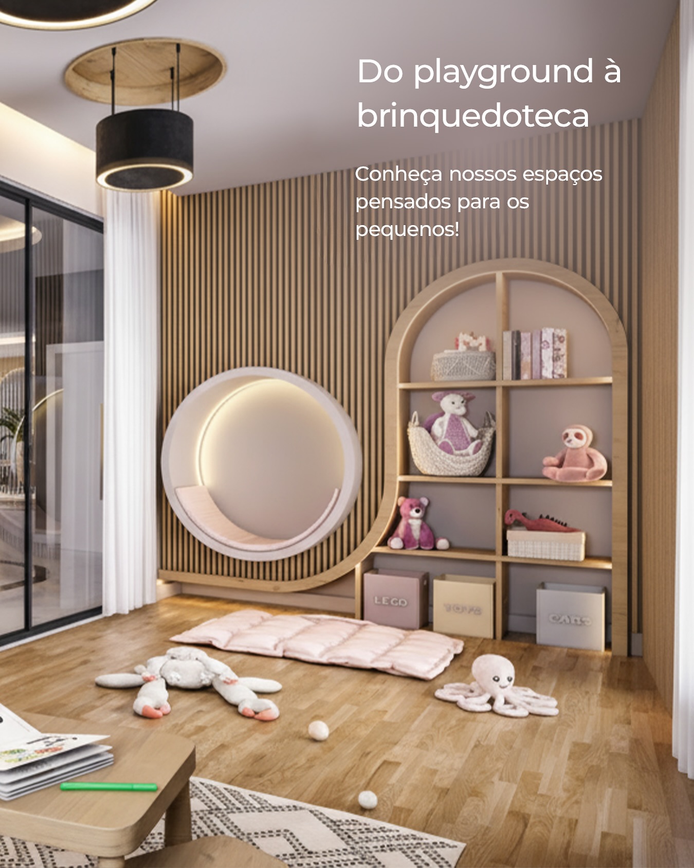 Do playground à brinquedoteca, tudo é pensado com intenção.
Nossos espaços infantis unem estética e funcionalidade, criando ambientes acolhedores que valorizam o conforto, o brincar e o convívio familiar. São cenários para criar memórias, desenvolver vínculos e crescer cercado de cuidado.
Na Top4D/Fascon, cada detalhe é planejado para entregar mais do que um imóvel — entregar um estilo de vida que acompanha todas as fases da sua história.