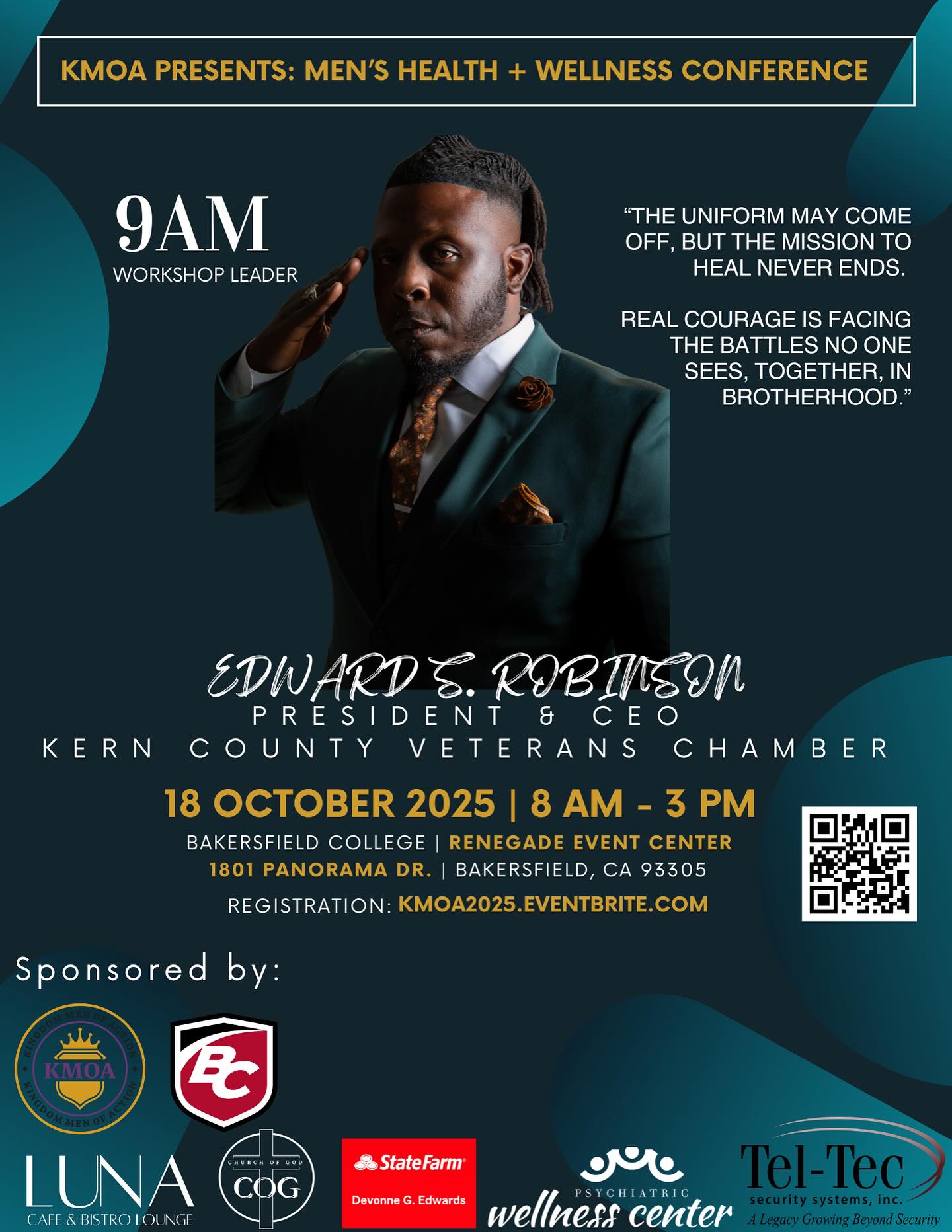 Men!!
Join me, Edward S. Robinson, Workshop Leader & CEO, for a day dedicated to building strength, purpose, resilience, and leadership!
As a hands-on servant leader and Army veteran, I combine advanced strategic frameworks (from UCLA Anderson Executive Education) with real-world advocacy experience. I specialize in translating high-level strategy into actionable steps for community empowerment.
This intensive session is designed to give you the clarity and tools needed for success in every area of life. It’s your call to level up!
🔗 Grab your spot: kmoa2025.eventbrite.com
📍 Bakersfield College | October 18
8AM–3PM
Together we rise!! See you there! 💪🏿
#KingdomMenOfAction #MenofPurpose #LeadershipTraining #VeteranLeader #KernCounty #Resilience #Brotherhood #KMOA2025
